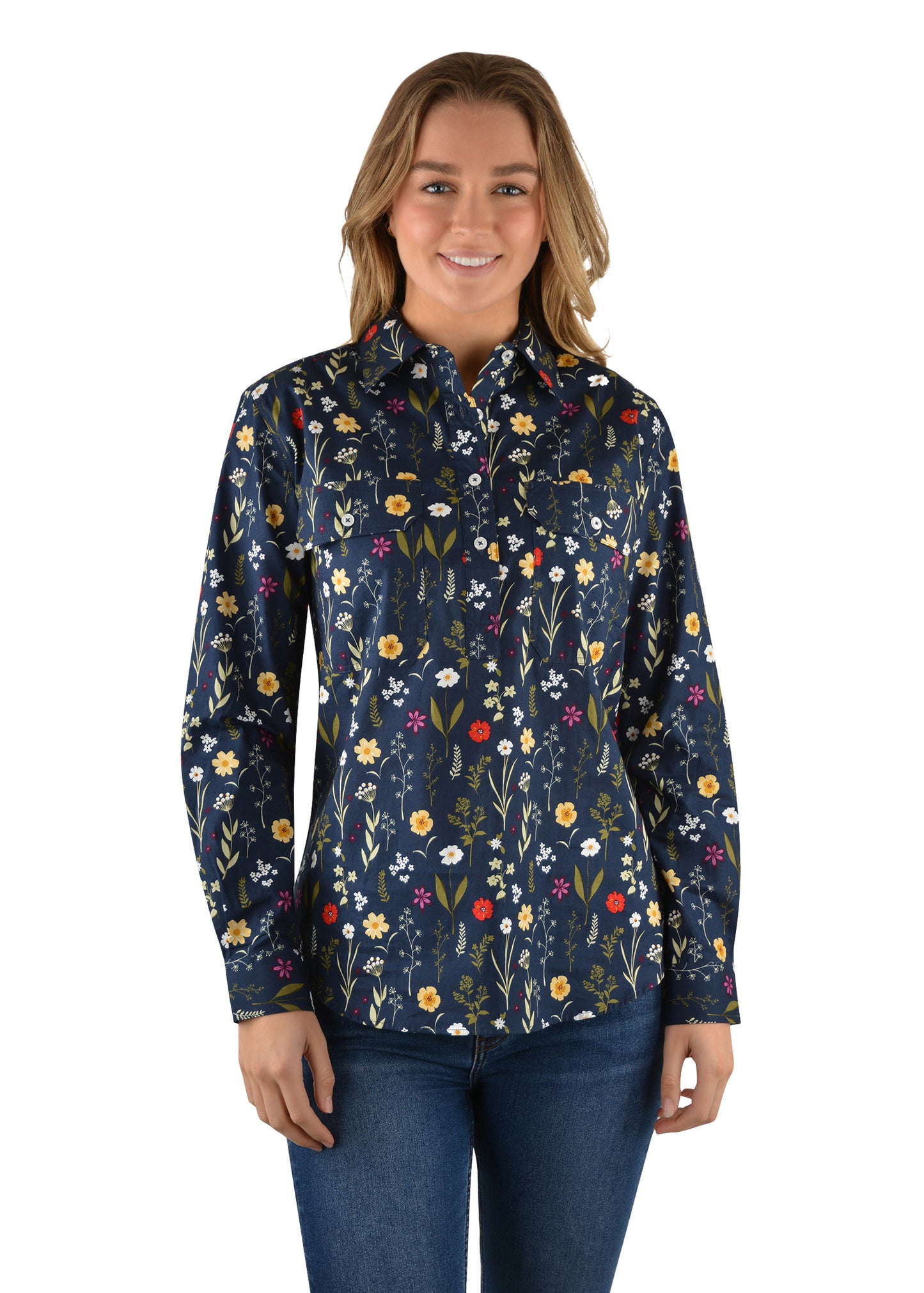 RAYNA HALF PLKT L/S SHIRT