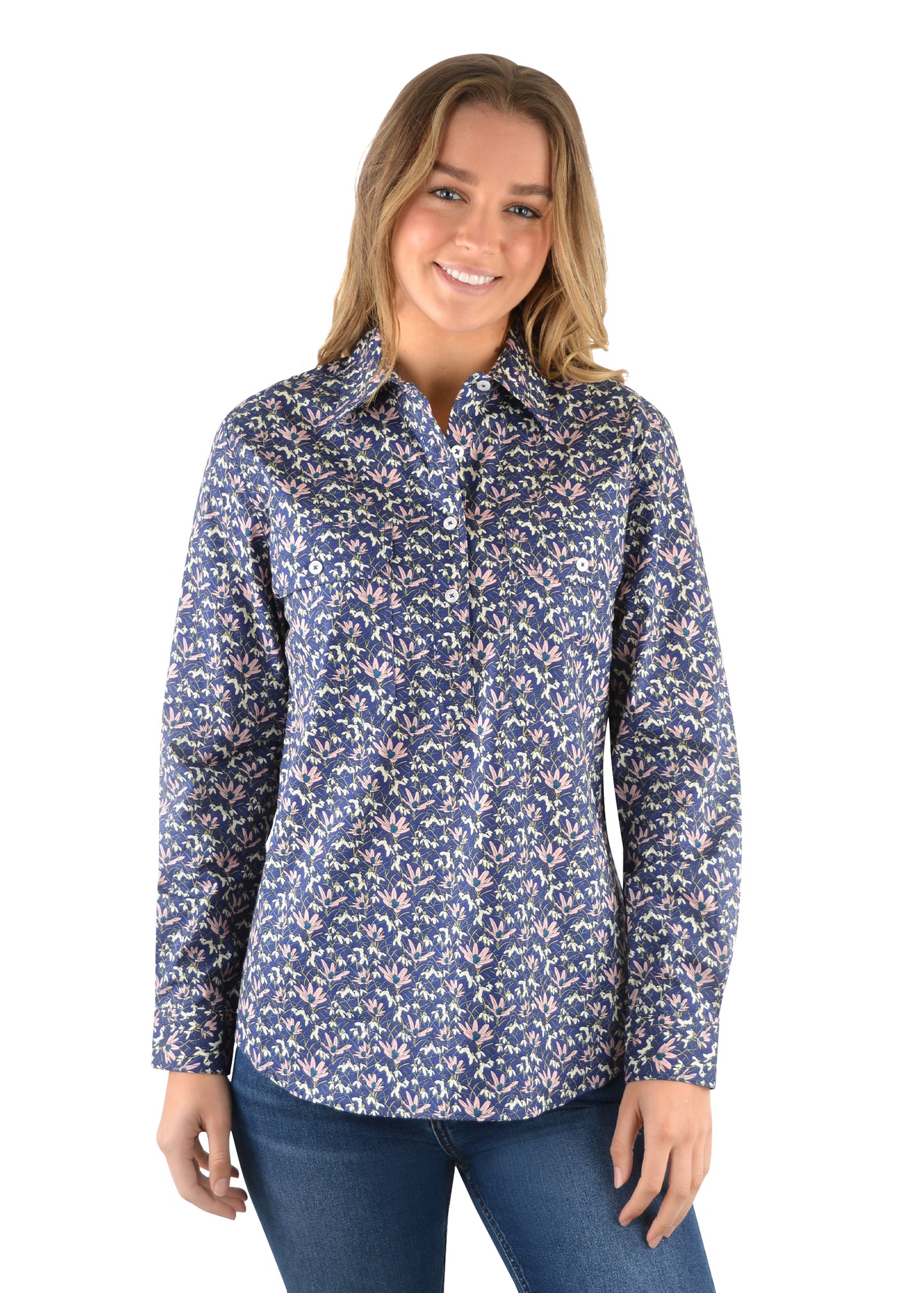 EMILY HALF PLKT L/S SHIRT