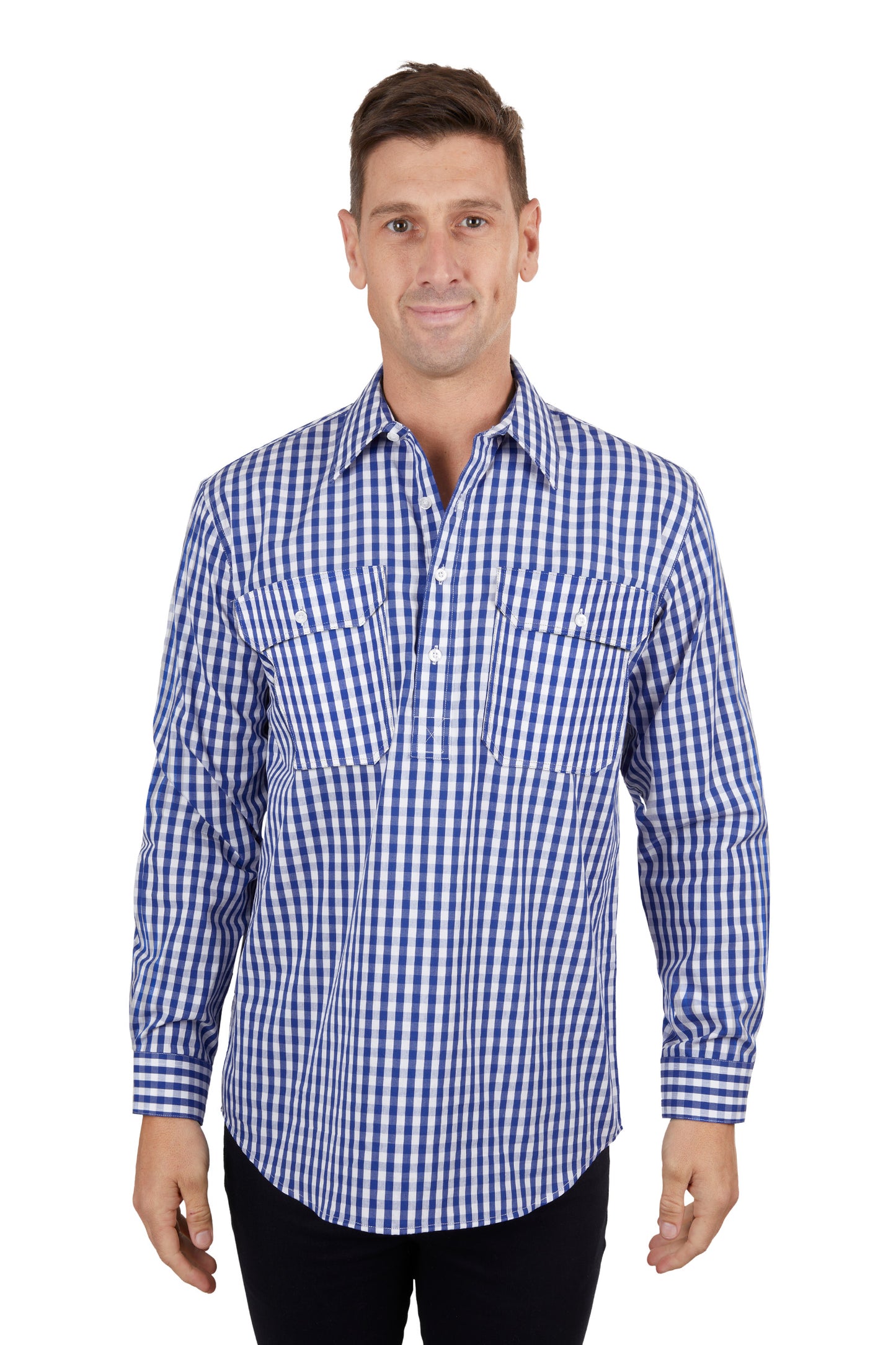 MENS DENNY 1/2 PLKT LS SHIRT
