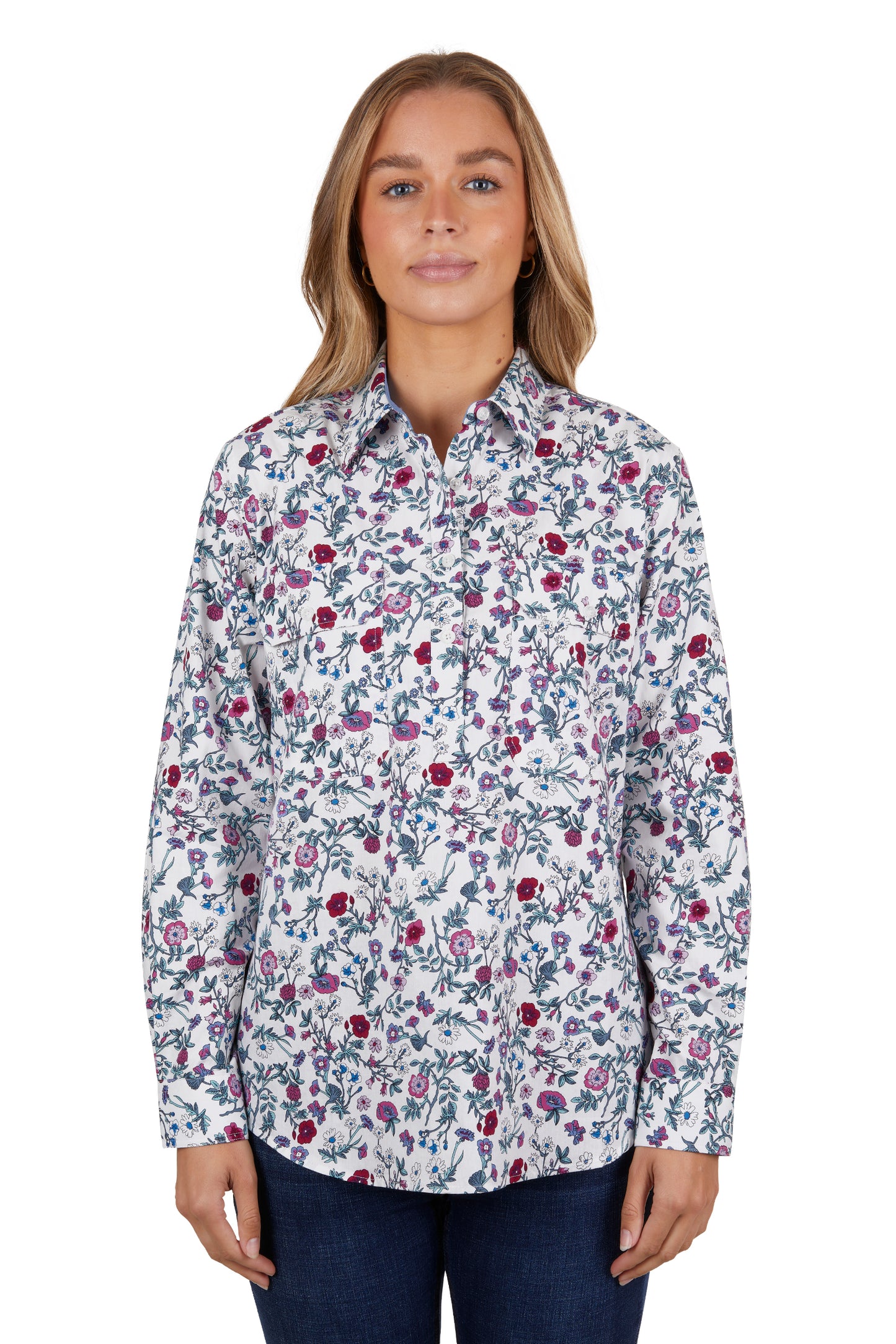 WMNS CLARA 1/2 PLKT LS SHIRT