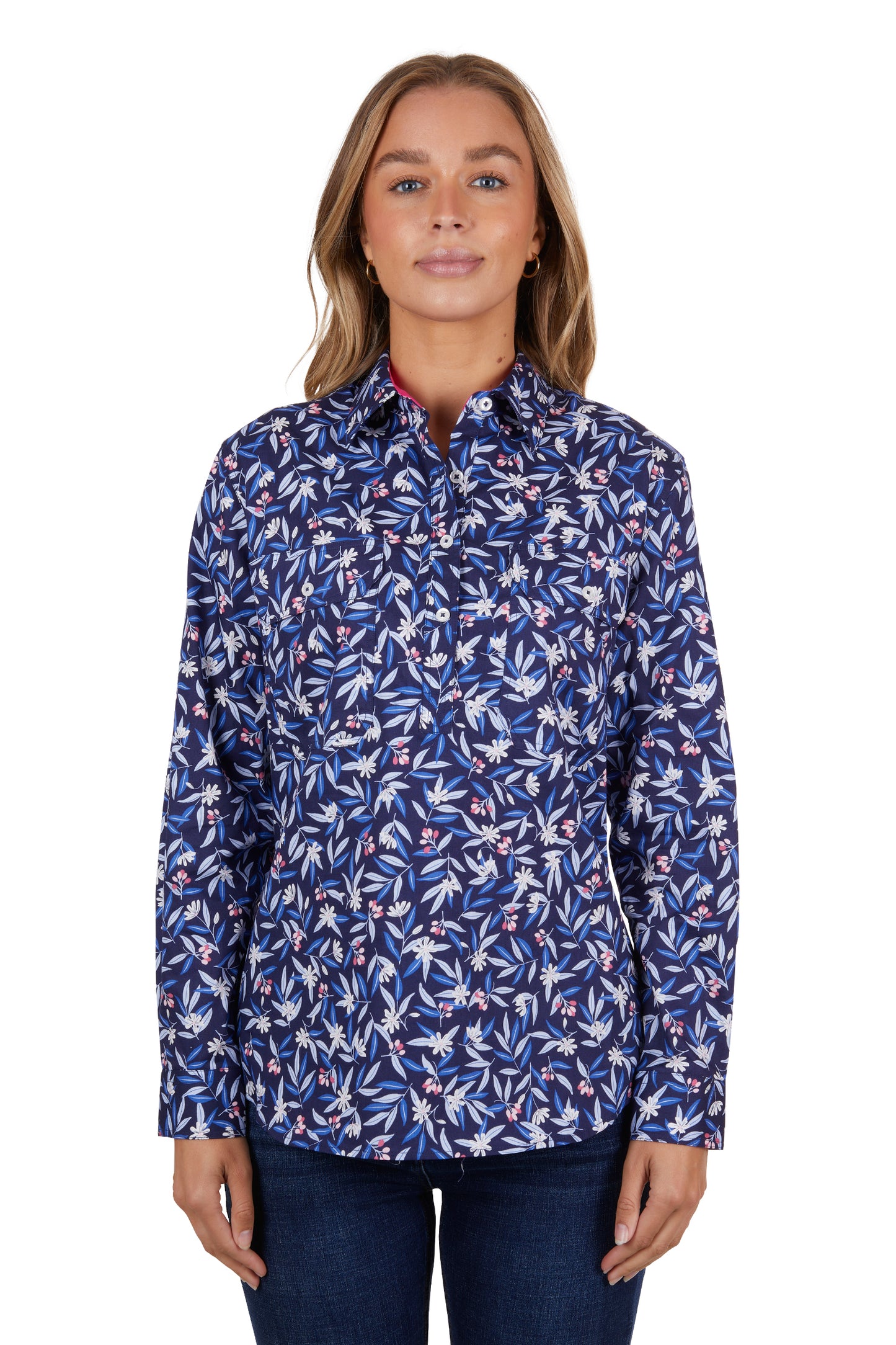 WMNS MINDY 1/2 PLKT LS SHIRT
