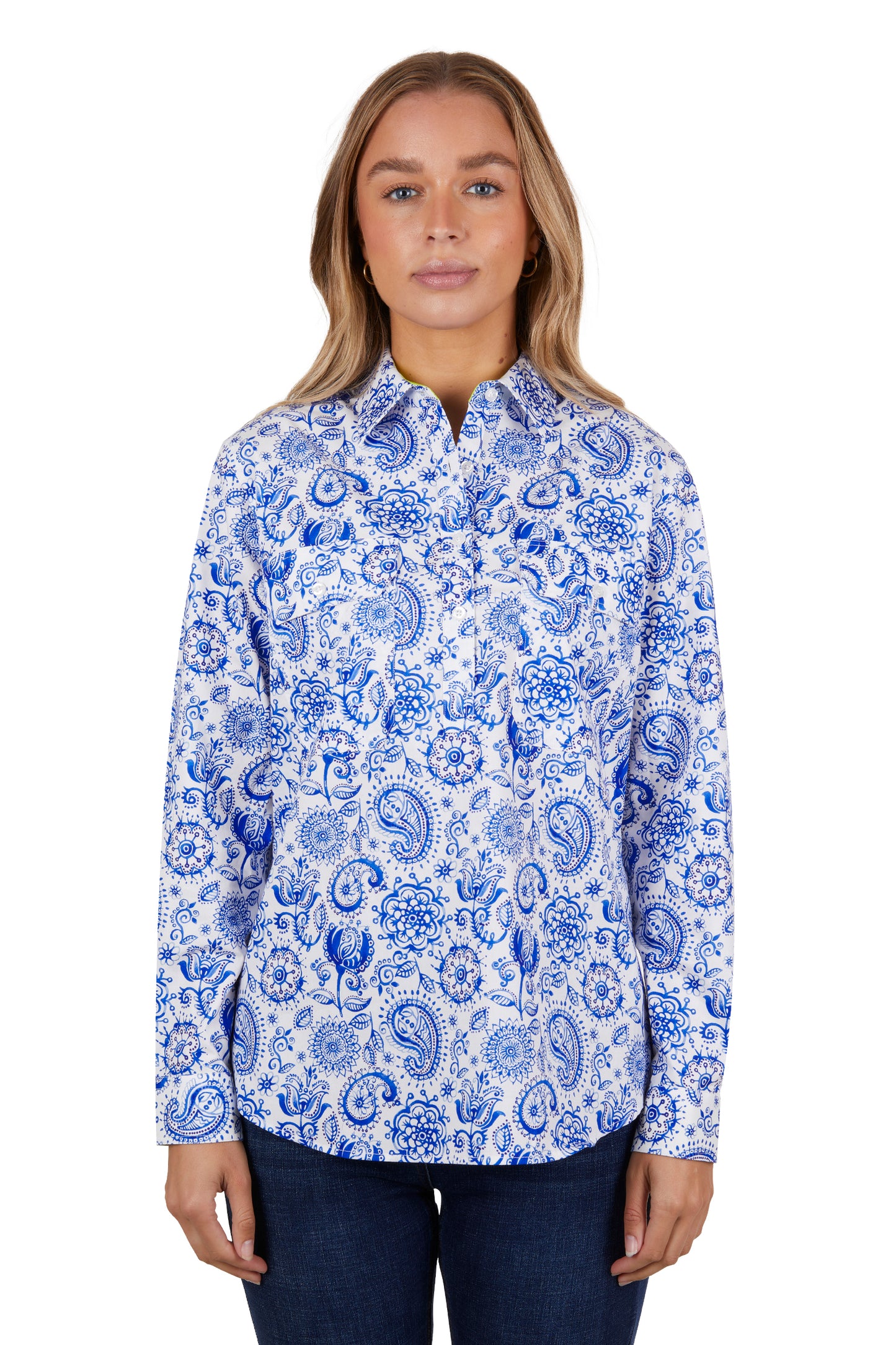 WMNS NATALIE 1/2 PLKT LS SHIRT