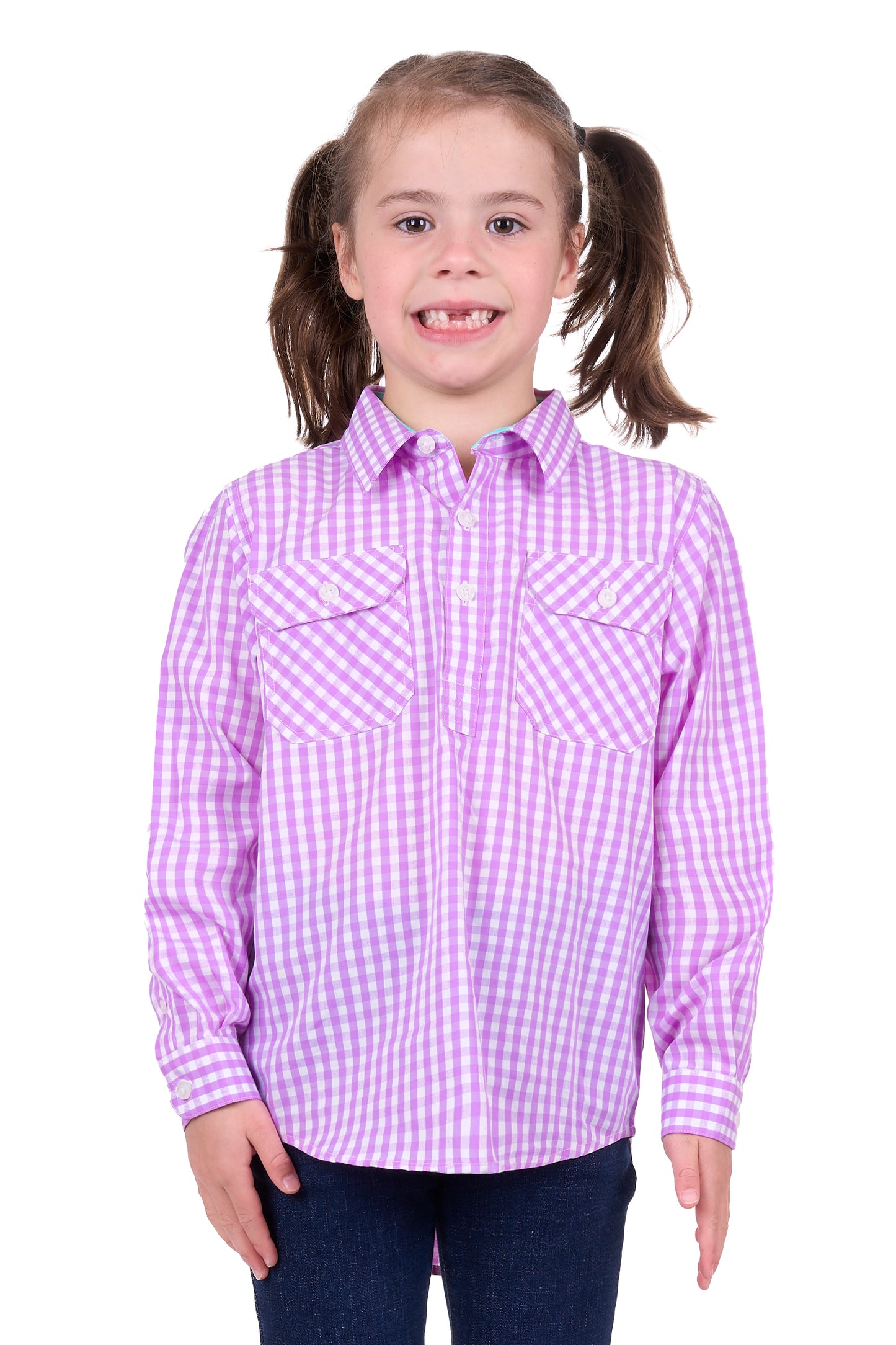 KIDS AYLA 1/2 PLKT LS SHIRT