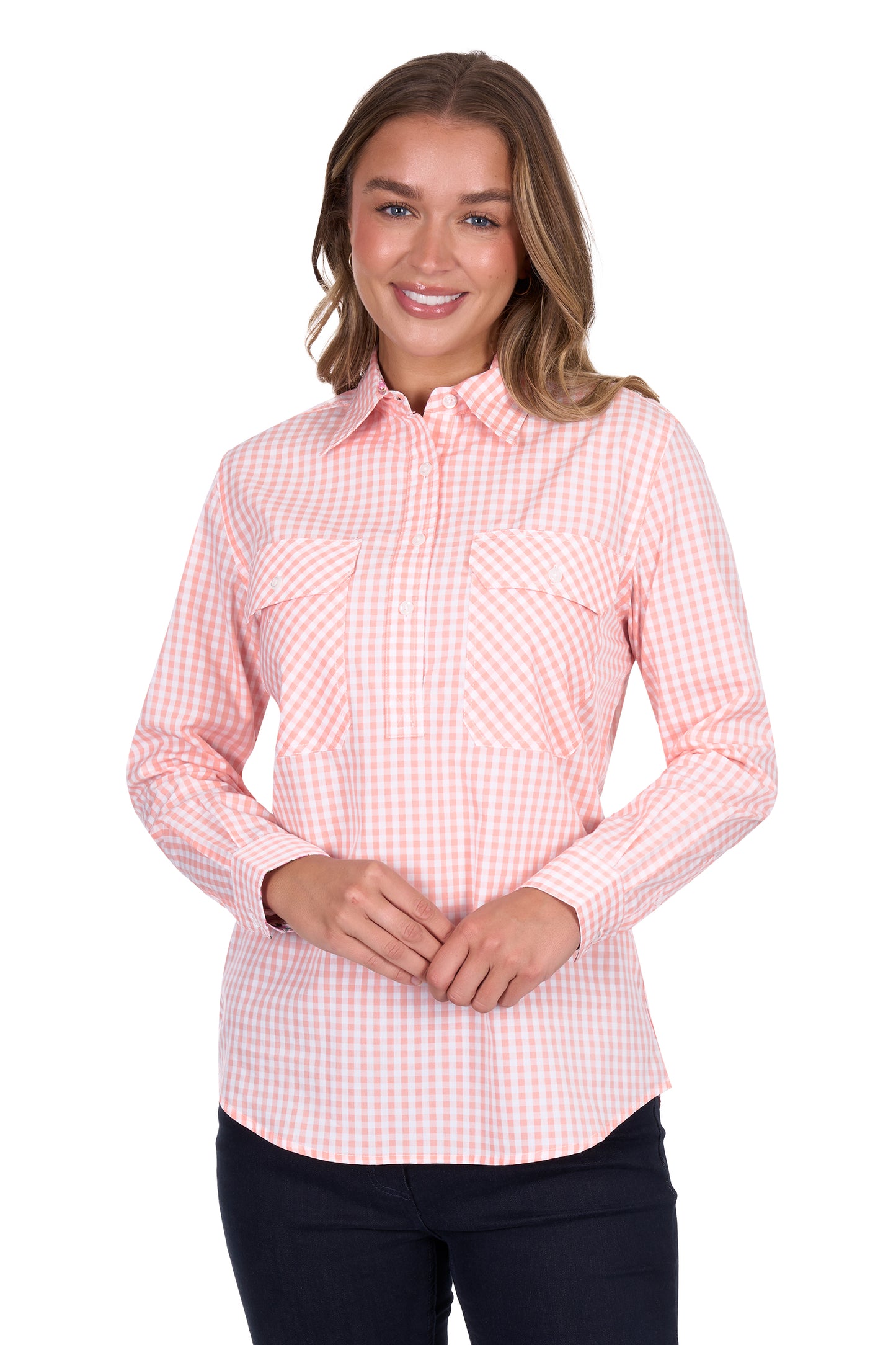 WMNS JEN 1/2 PLKT LS SHIRT