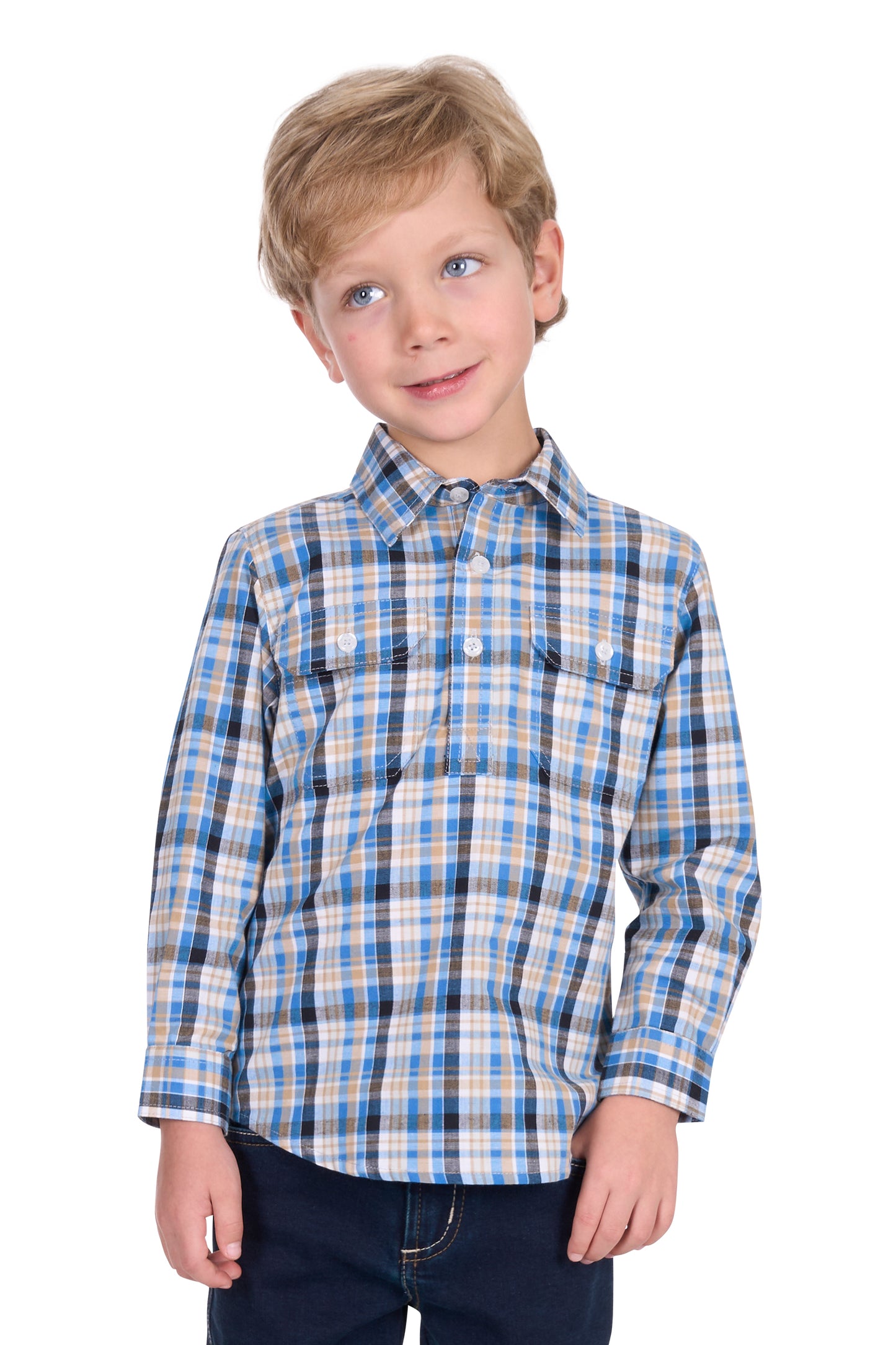 KIDS GIBSON 1/2 PLKT LS SHIRT