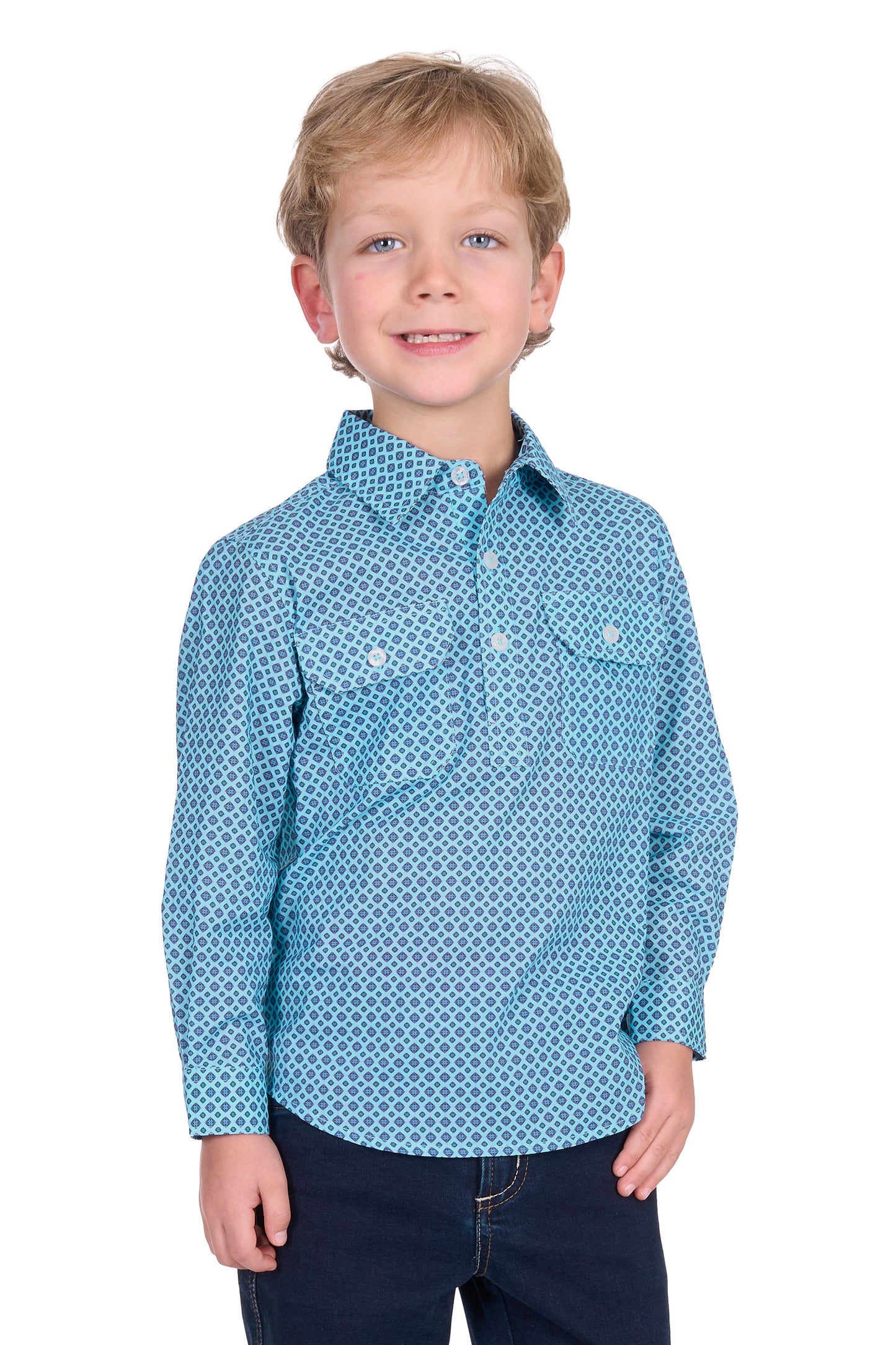 KIDS LYGON 1/2 PLKT LS SHIRT