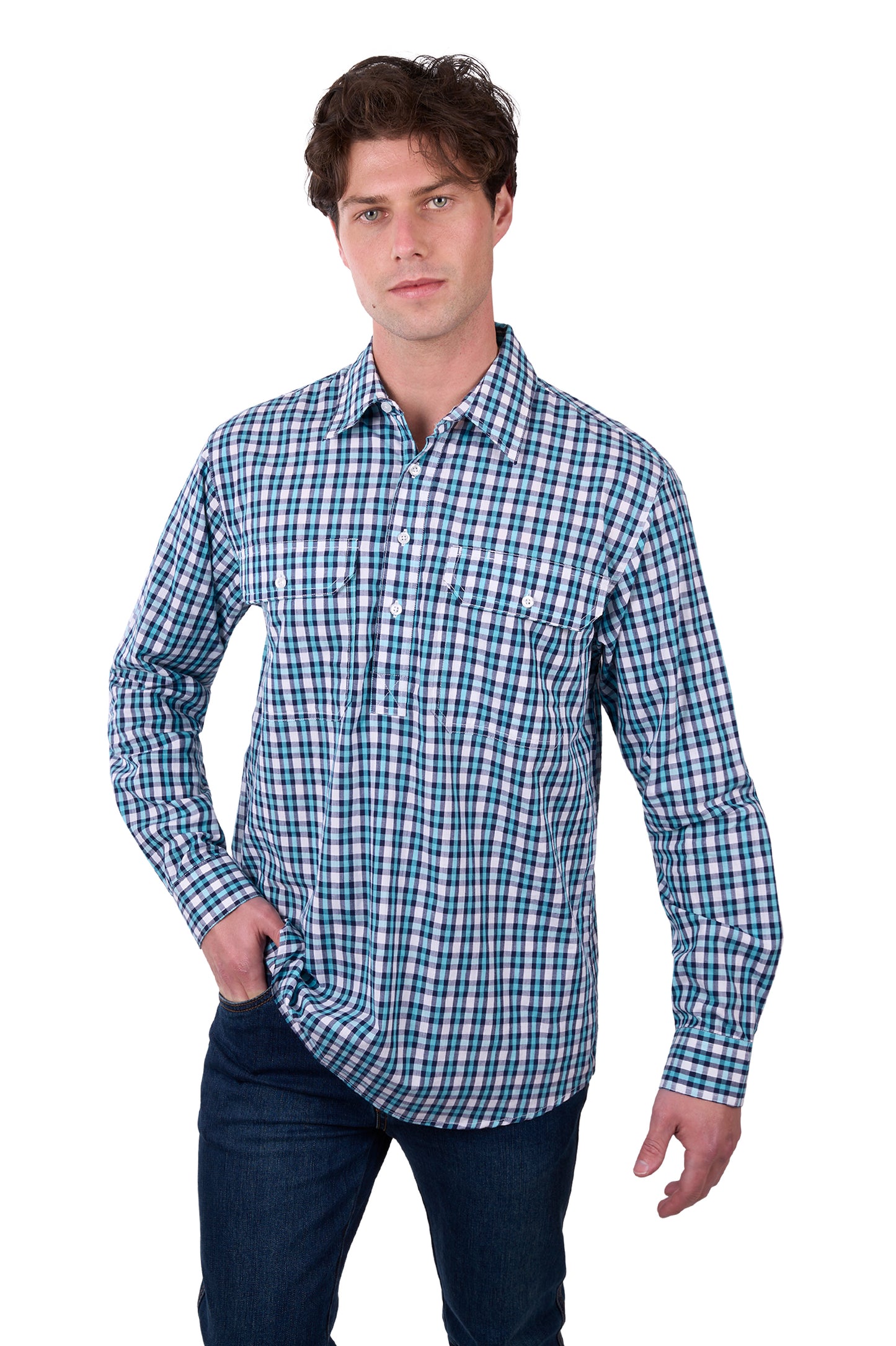 MENS RUI 1/2 PLKT LS SHIRT