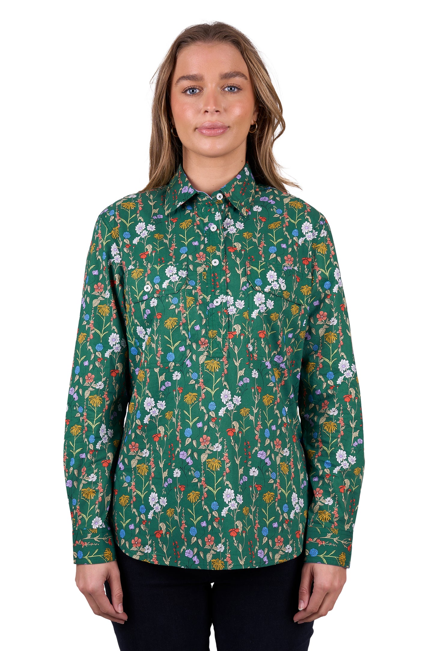 WMNS JANI 1/2 PLKT LS SHIRT