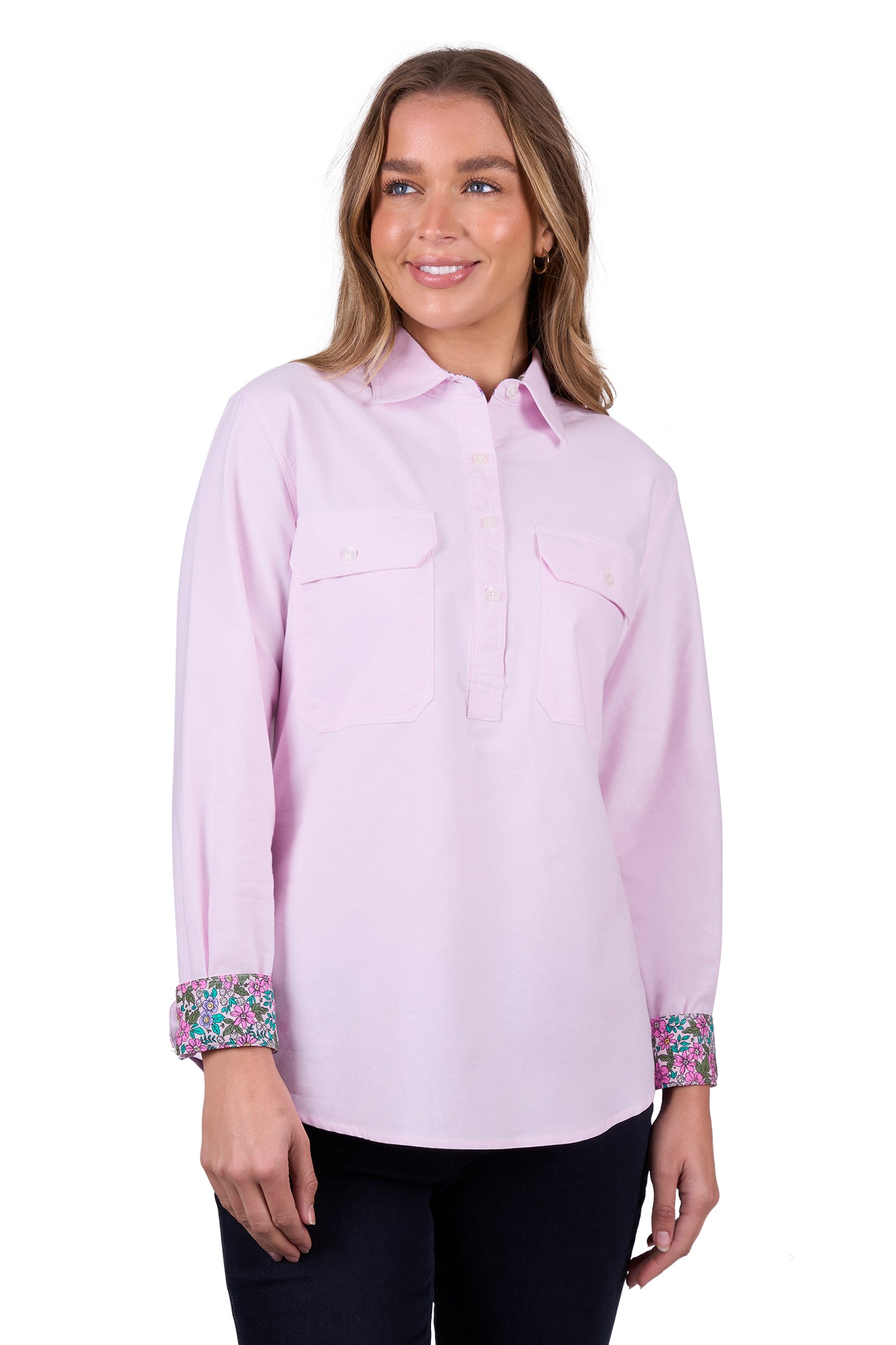WMNS MILLY 1/2 PLKT LS SHIRT