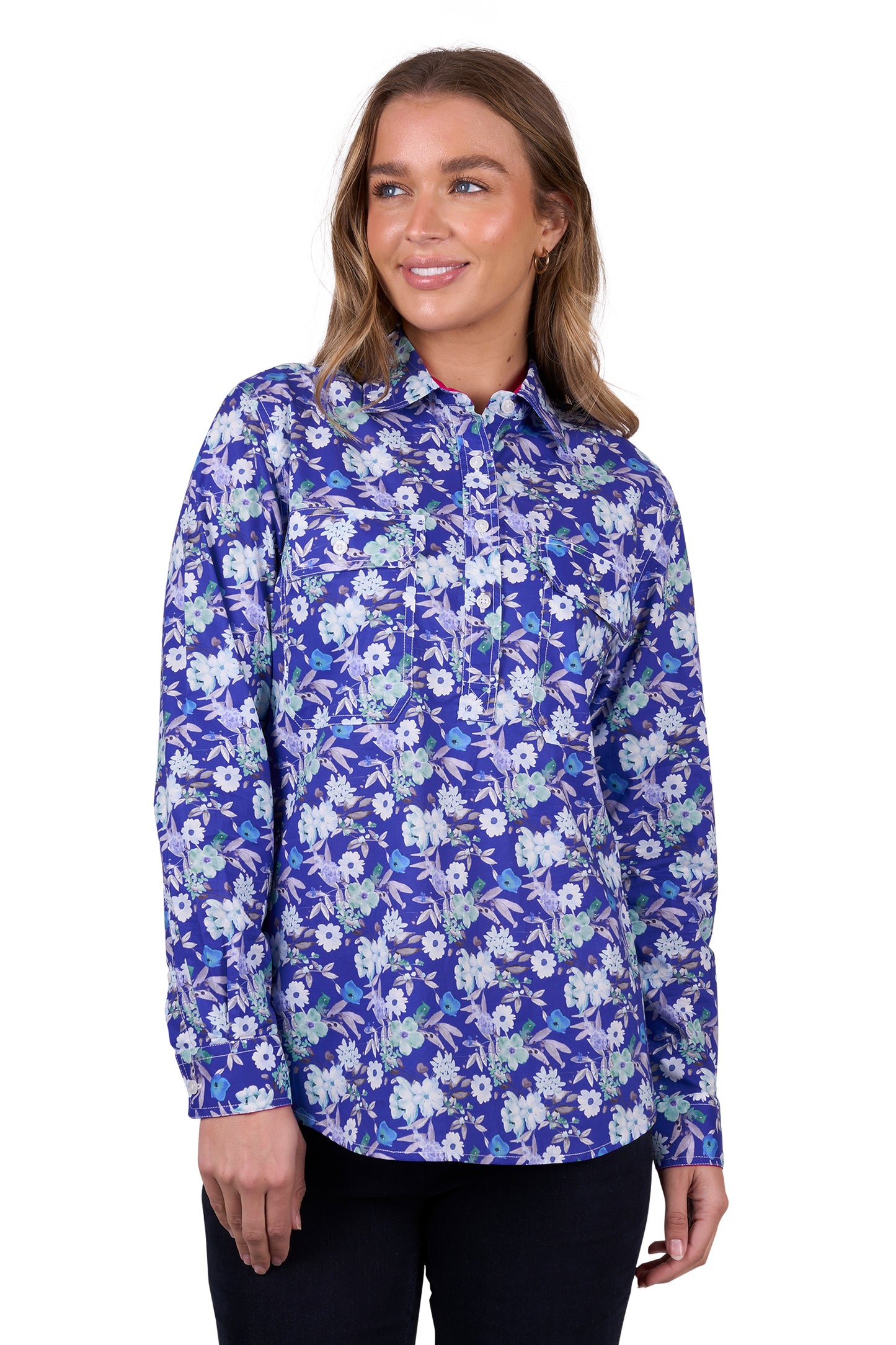 WMNS TIA 1/2 PLKT LS SHIRT