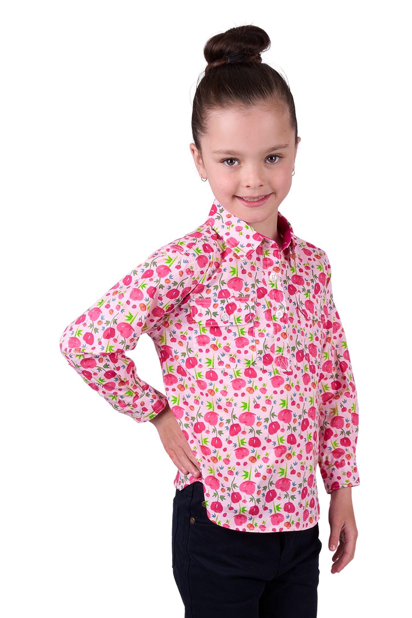 KIDS SISU 1/2 PLKT LS SHIRT