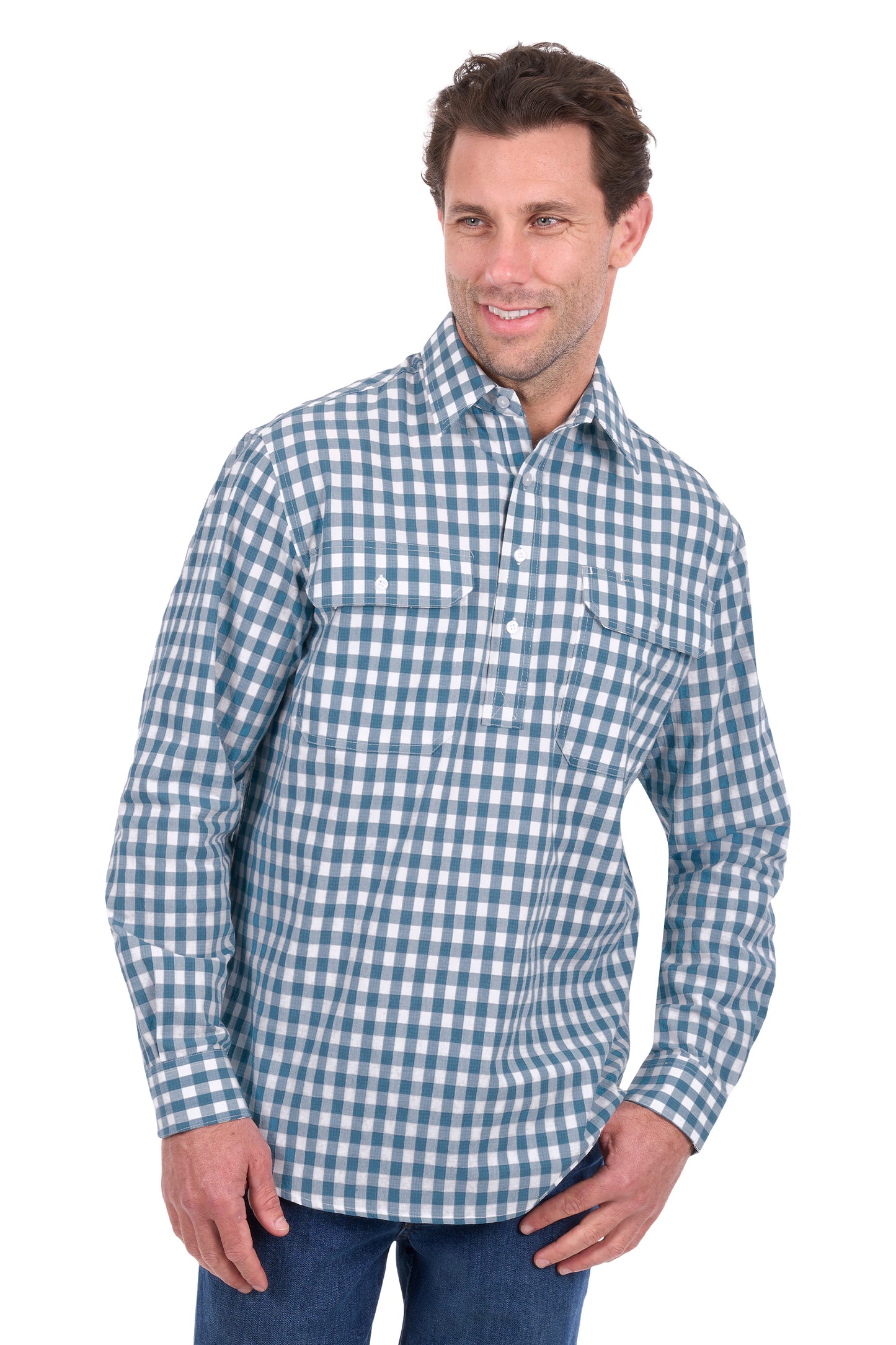 MENS RIVER 1/2 PLKT LS SHIRT