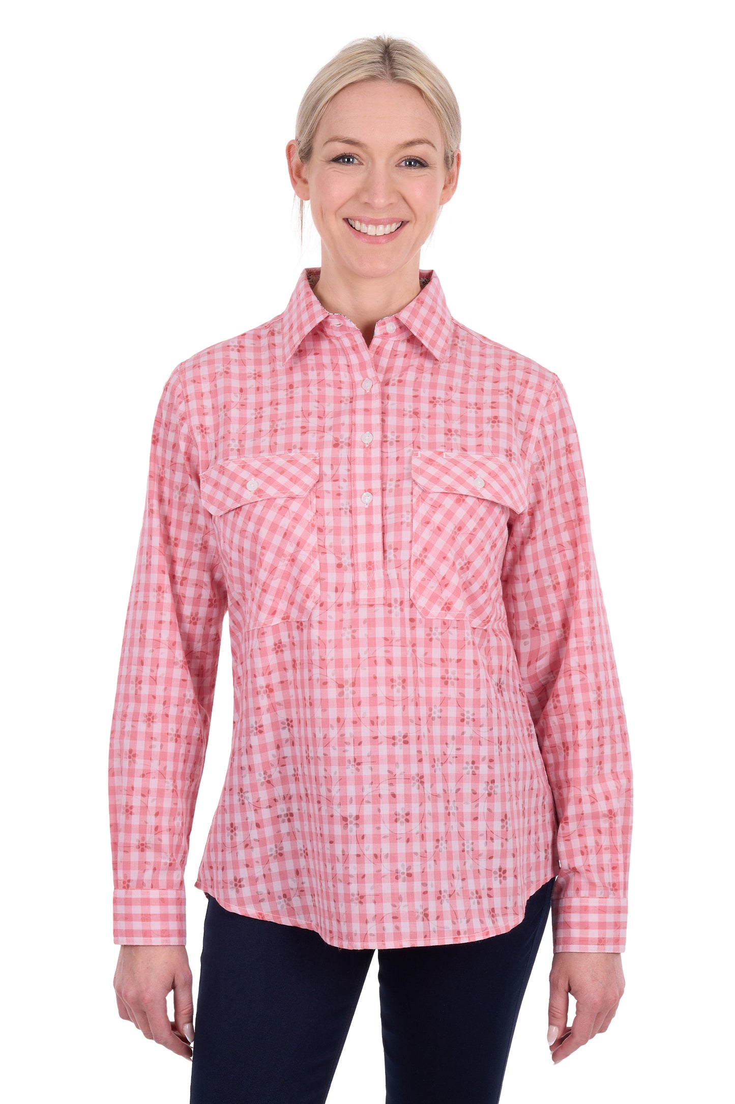 WMNS RAQUEL 1/2 PLKT LS SHIRT