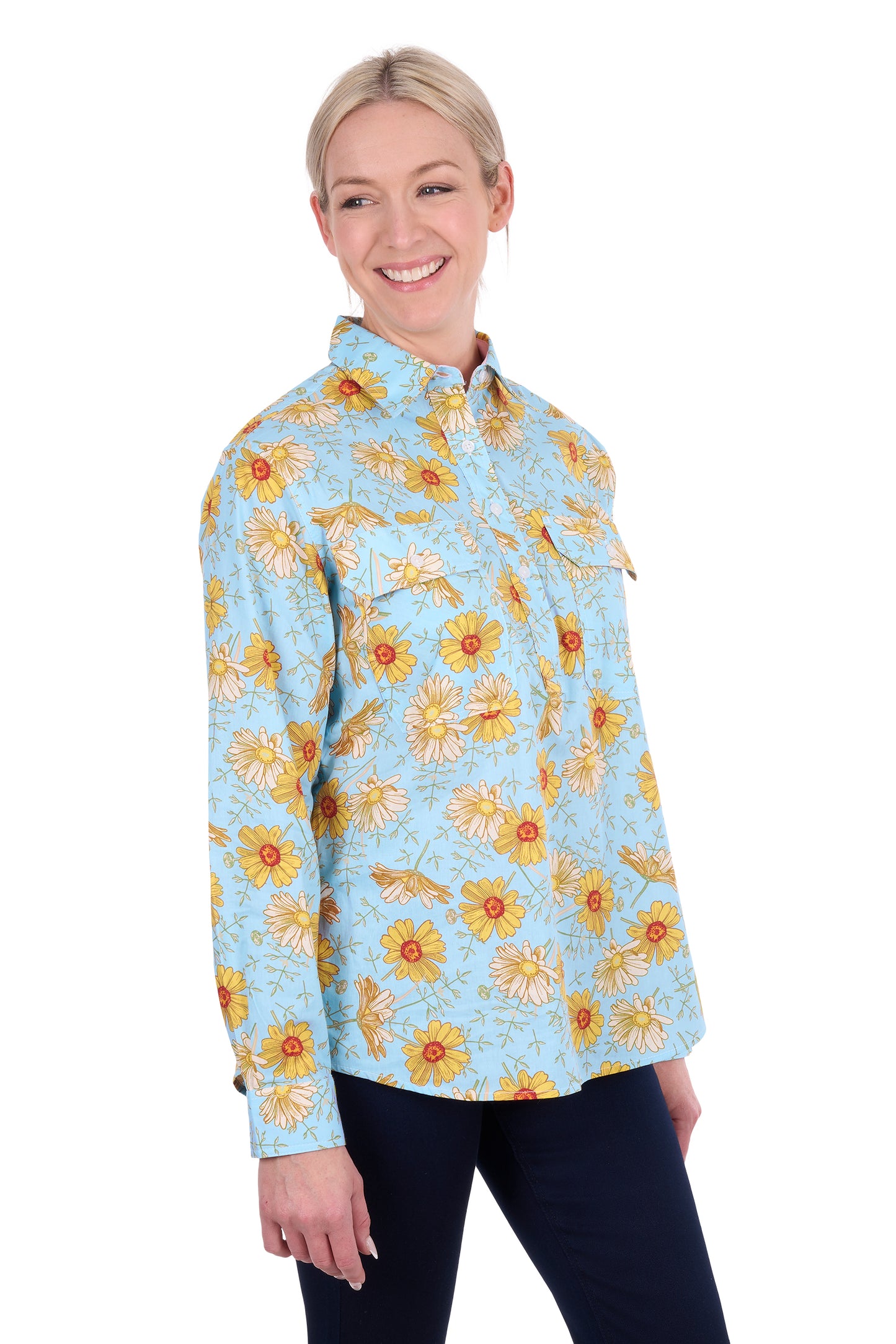 WMNS SUNDAY 1/2 PLKT LS SHIRT
