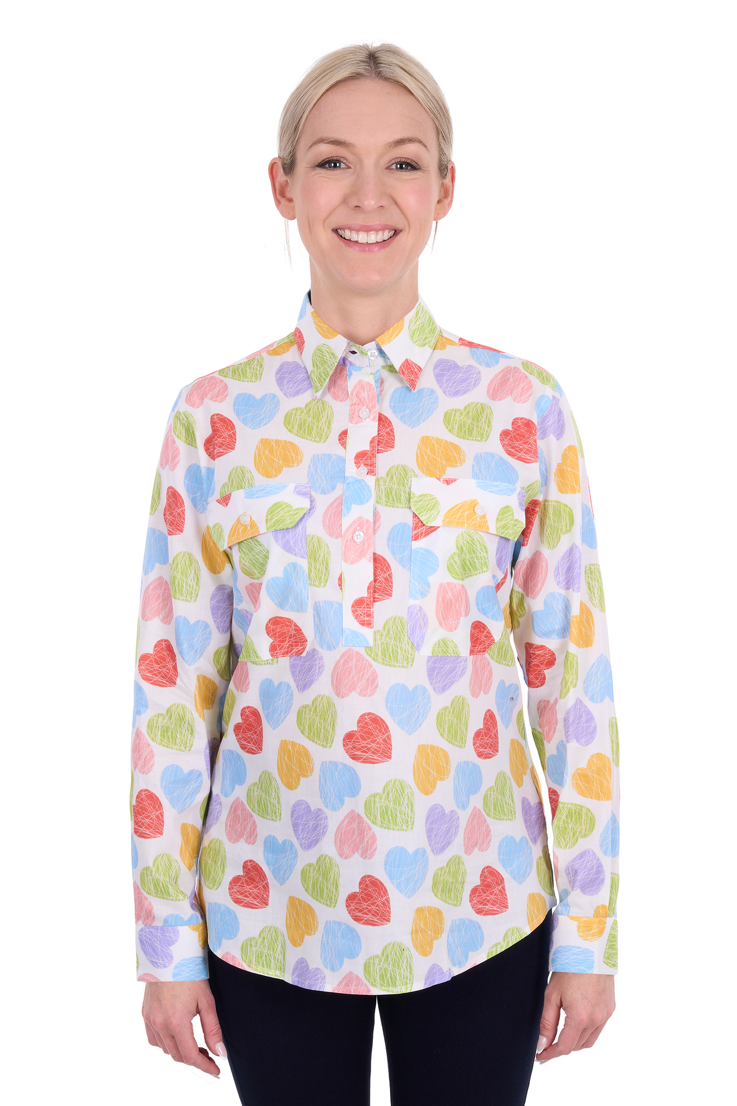 WMNS POLLY 1/2 PLKT LS SHIRT