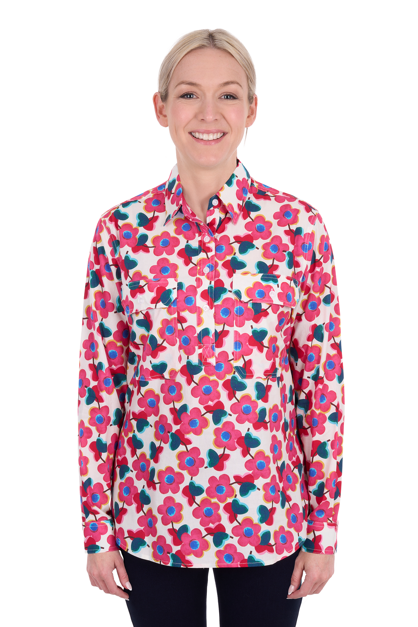WMNS LORRI 1/2 PLKT LS SHIRT