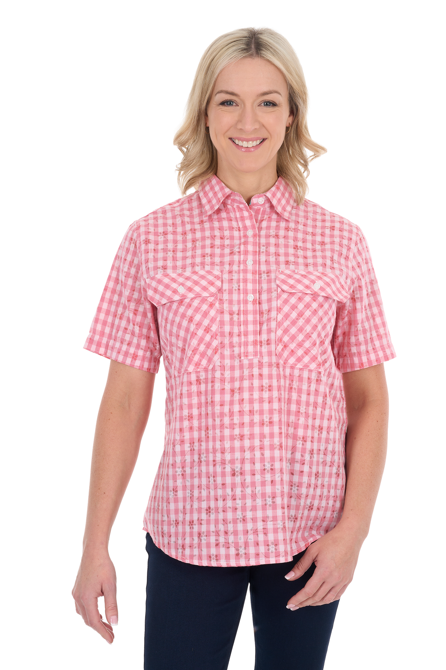 WMNS RAQUEL 1/2 PLKT SS SHIRT