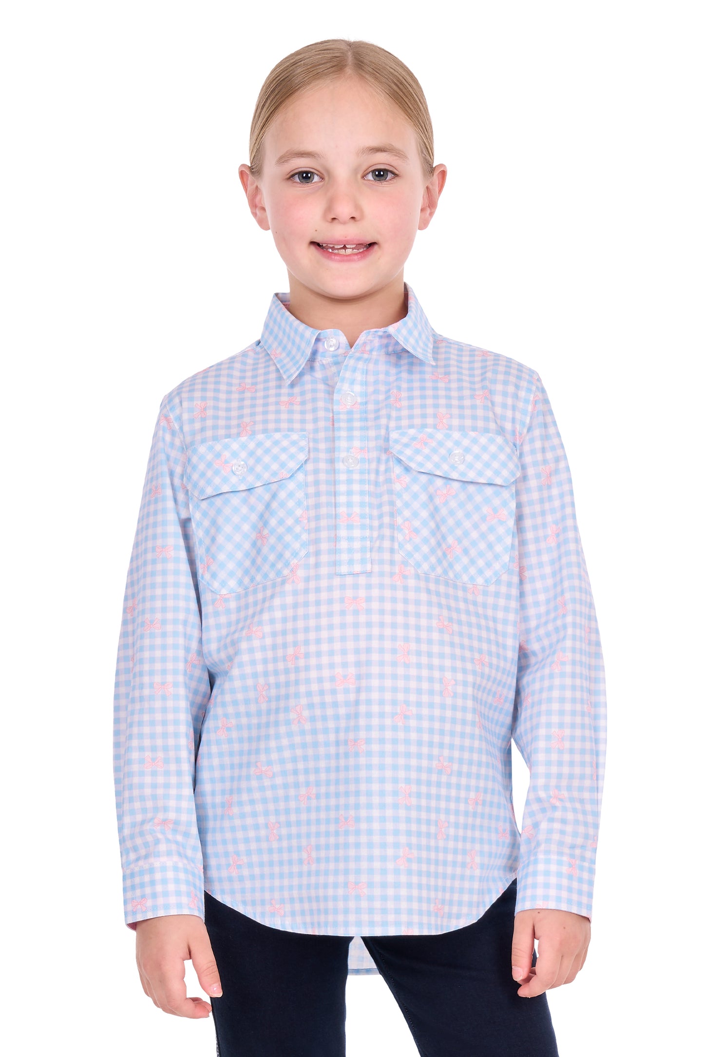 KIDS LILLIA 1/2 PLKT LS SHIRT