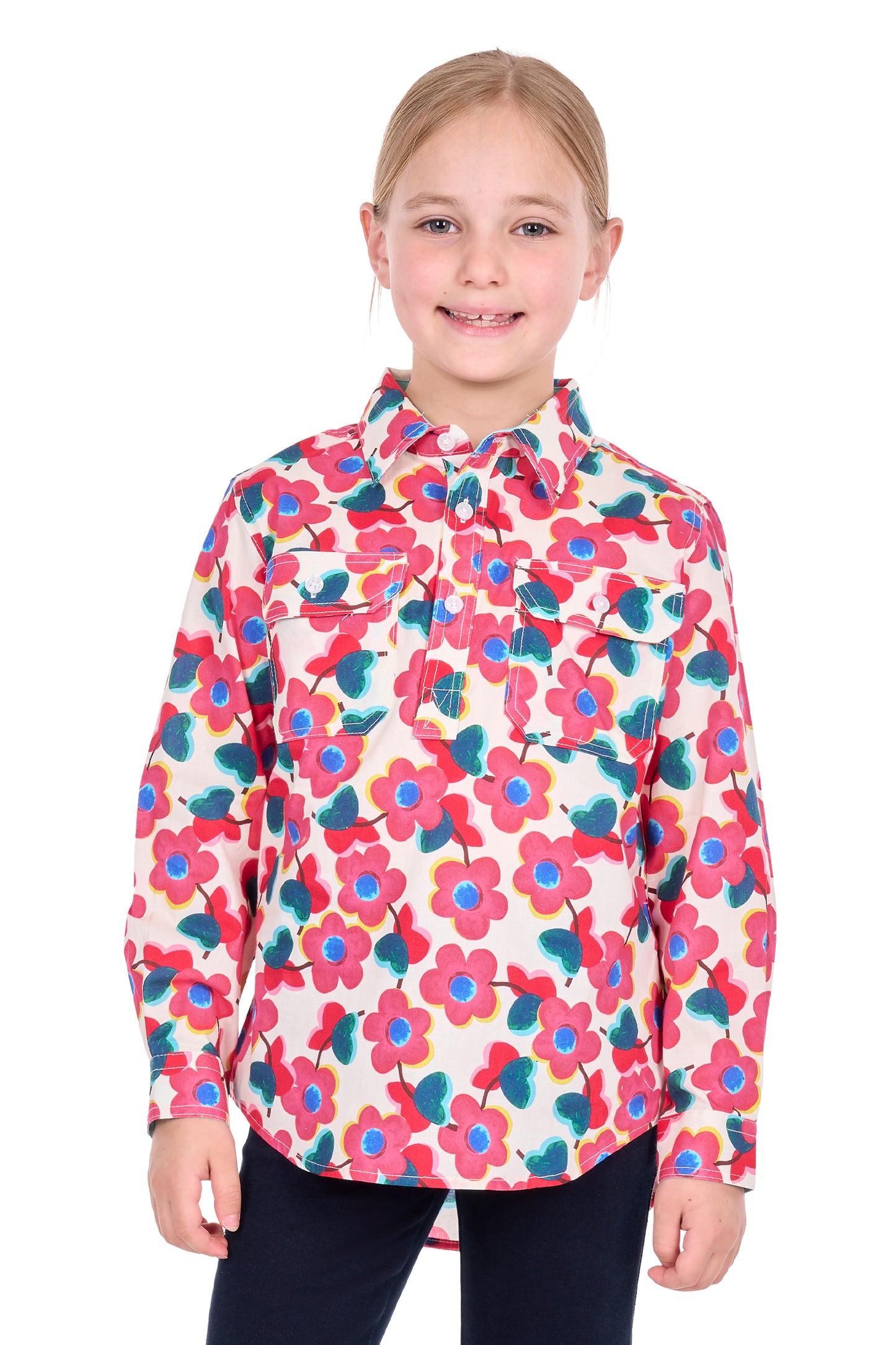 KIDS LORRI 1/2 PLKT LS SHIRT