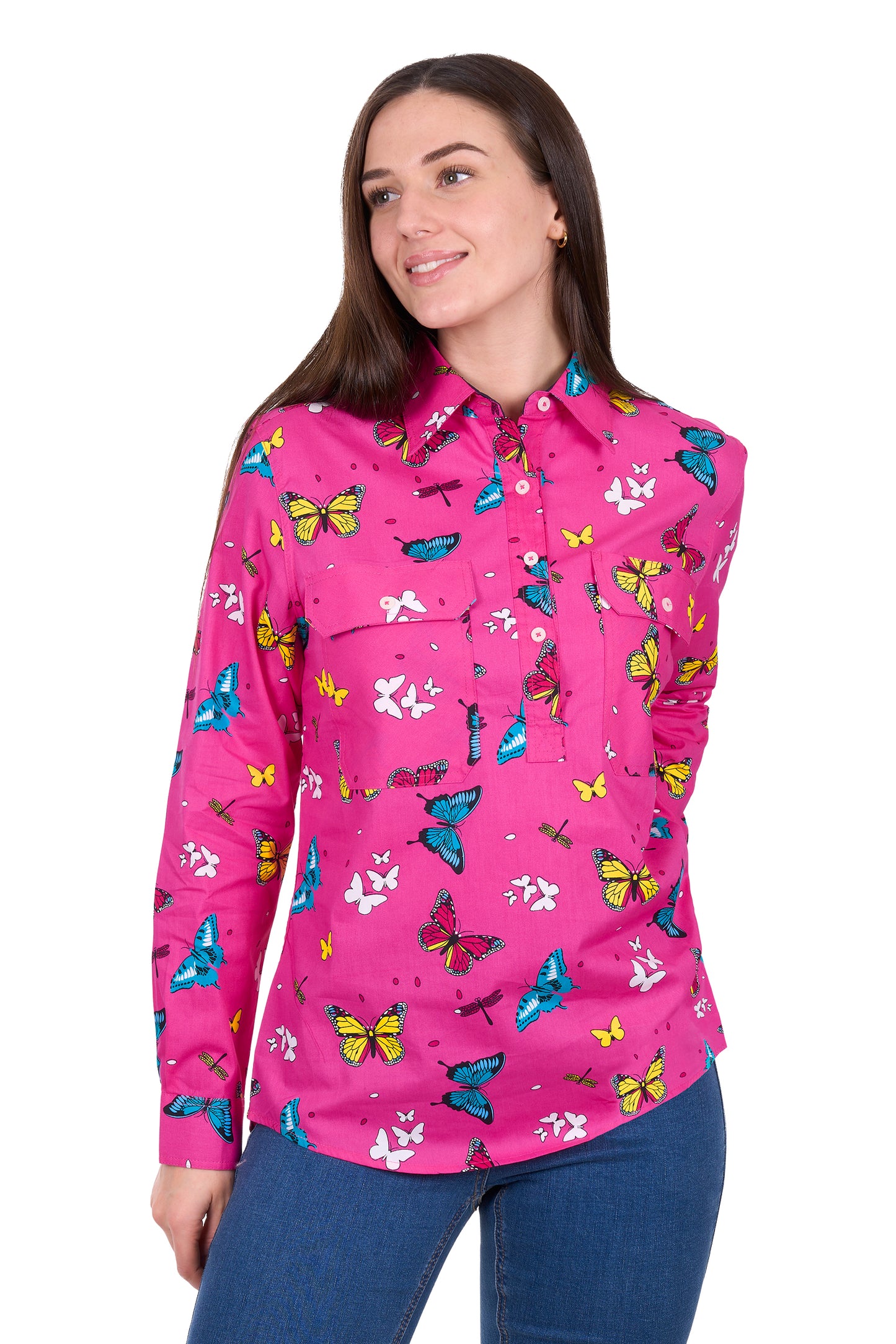 WMNS GISELLE 1/2 PLKT LS SHIRT