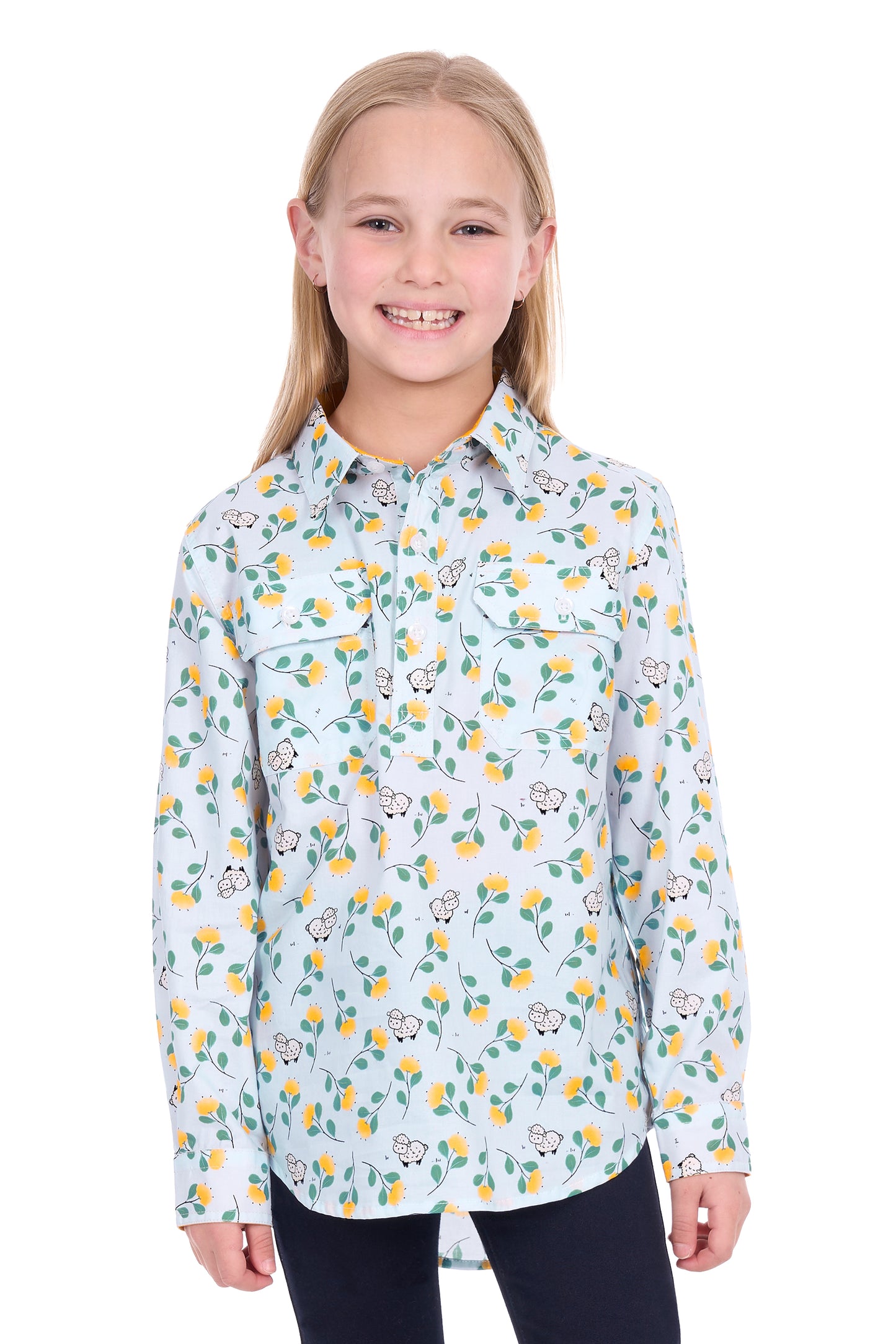 KIDS SUZIE 1/2 PLKT LS SHIRT