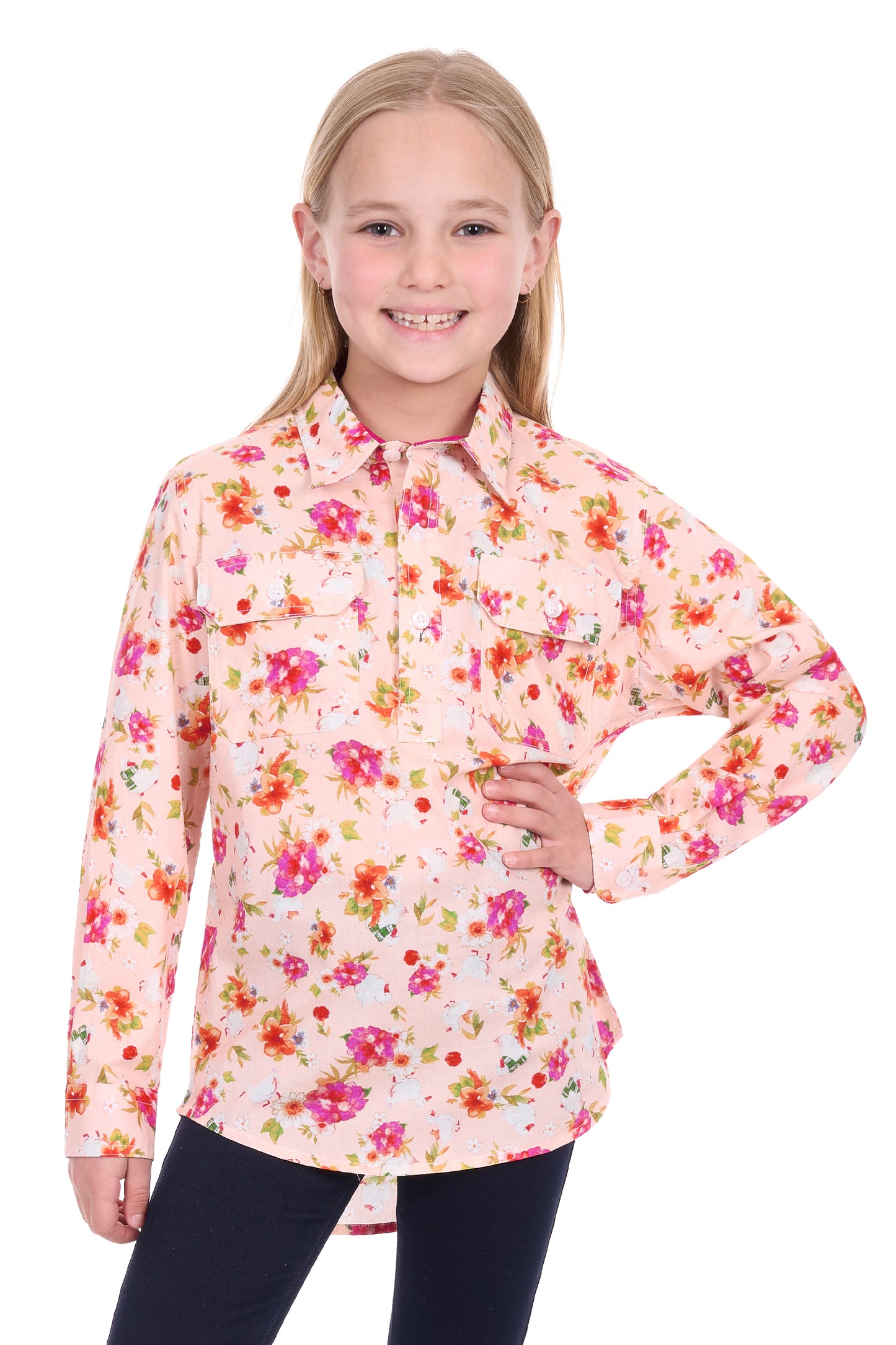 KIDS LILY 1/2 PLKT LS SHIRT