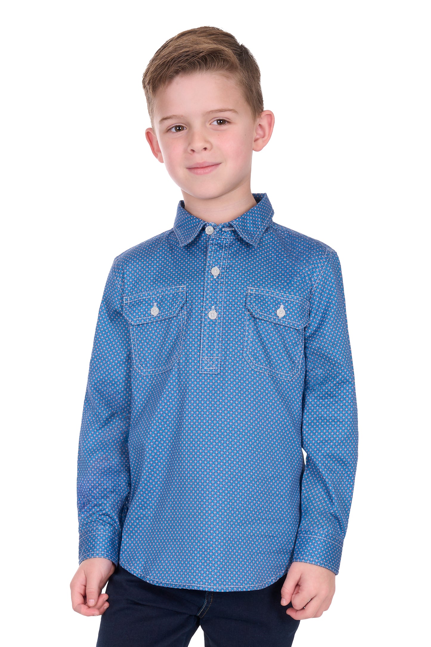 KIDS HOLDEN 1/2 PLKT LS SHIRT