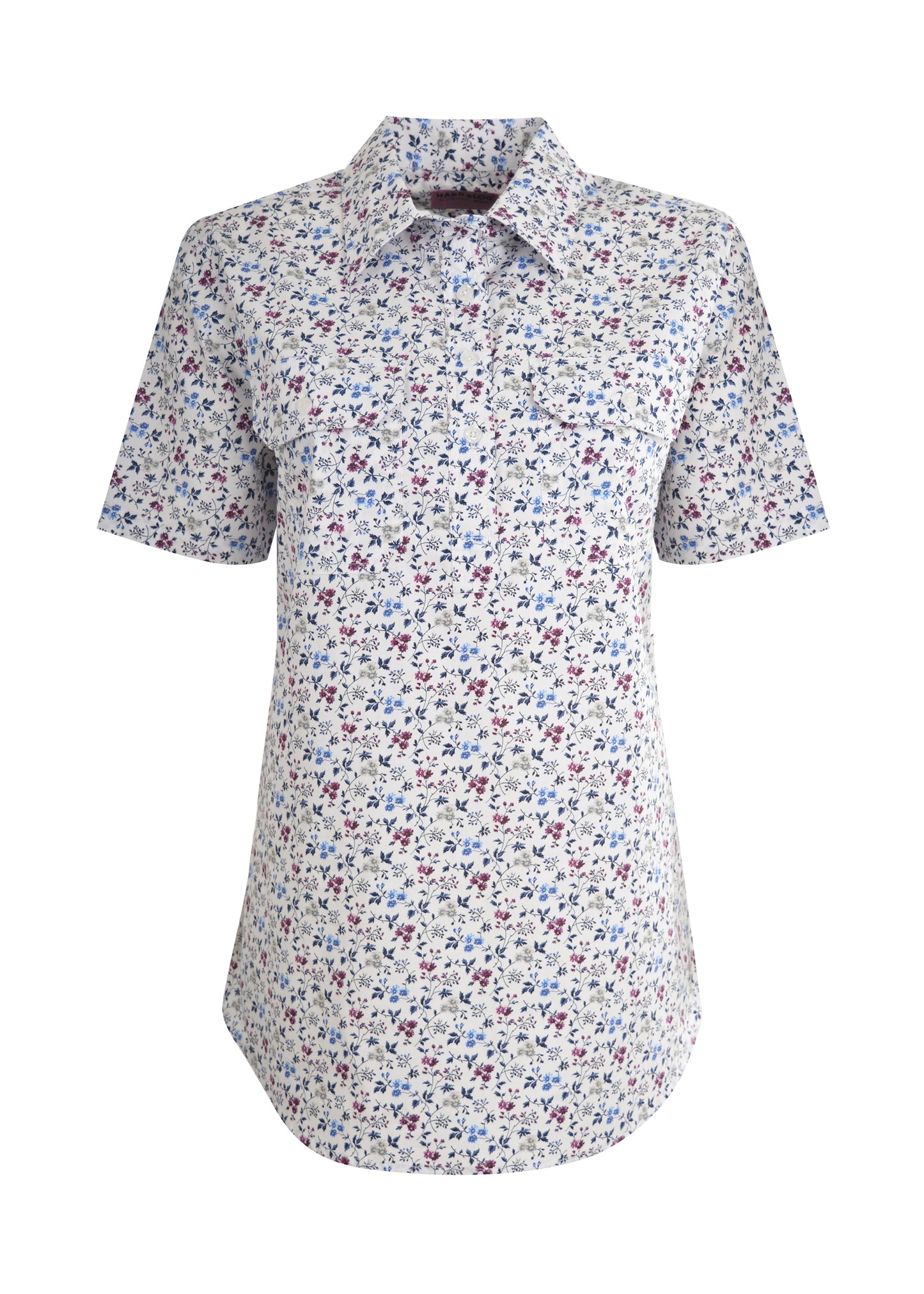 PRINT HALF PLACKET S/S SHIRT