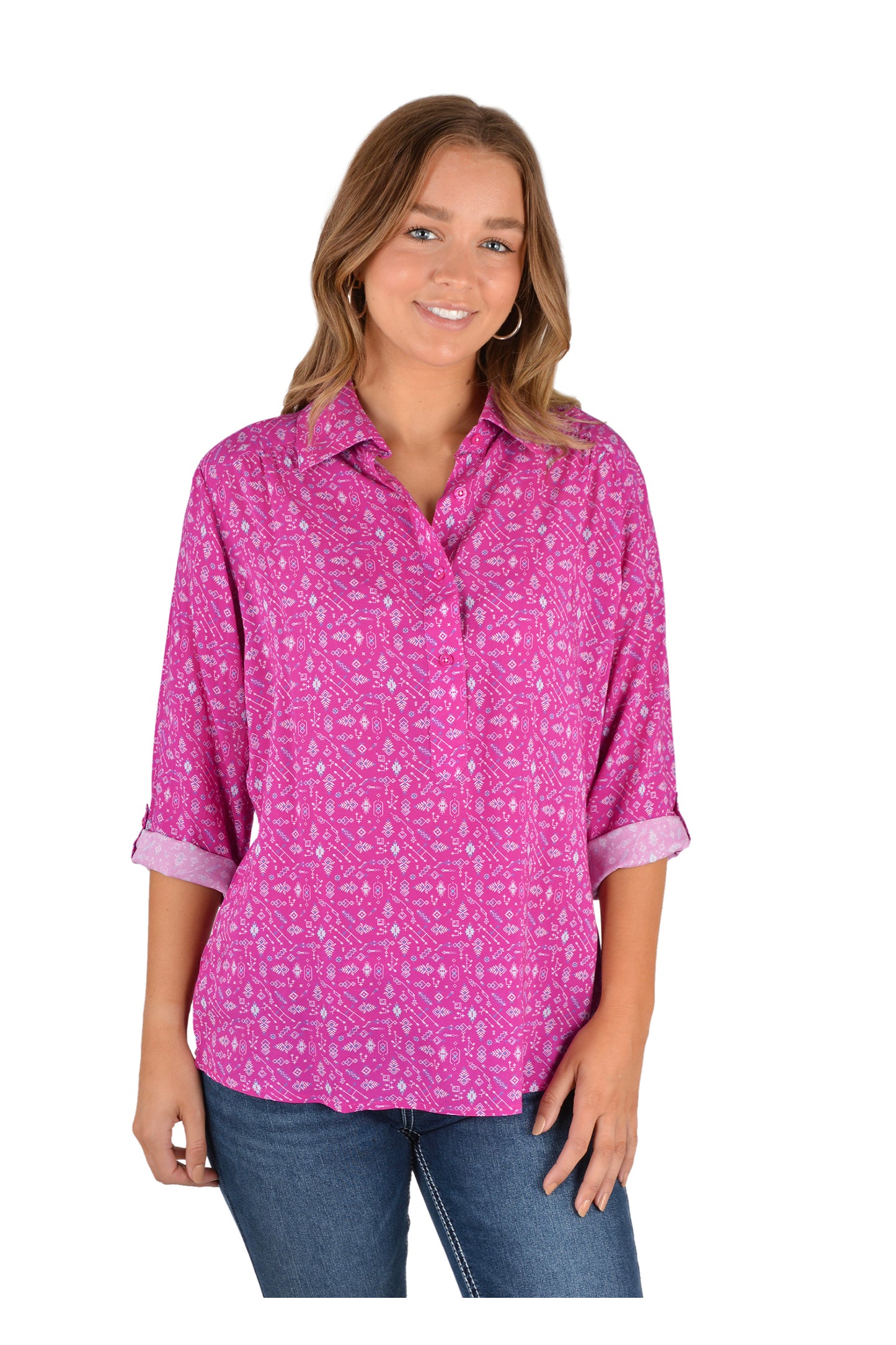 CALLIE PRINT 3/4 SLEEVE SHIRT