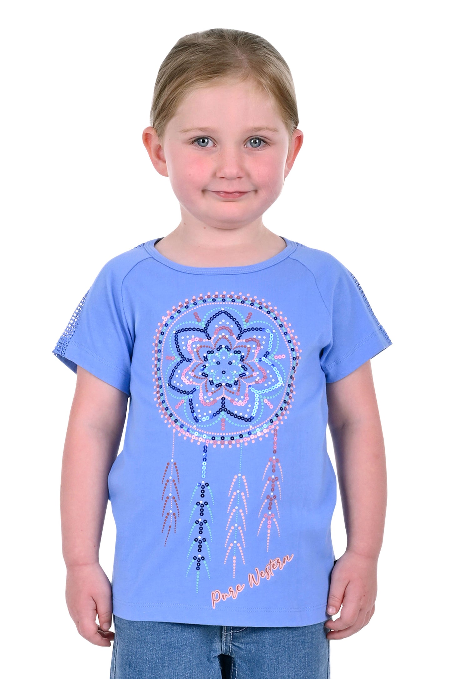 GIRLS INDIGO SS RAGLAN TEE