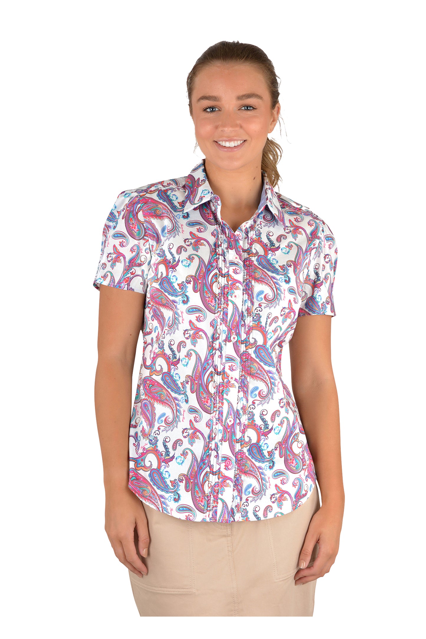 AMBER PIN TUCK S/S SHIRT