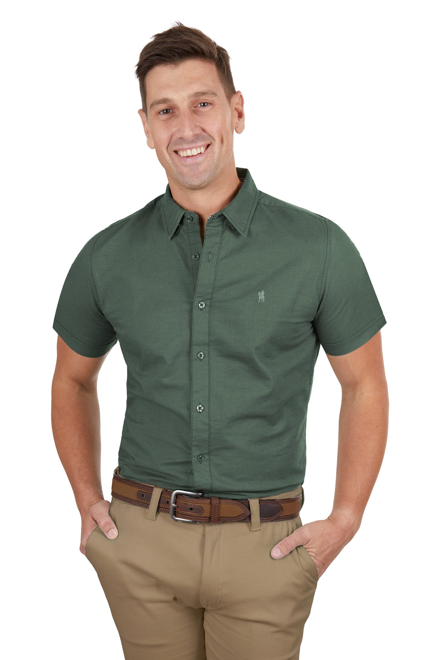 MENS LINEN TAILORED SS SHIRT