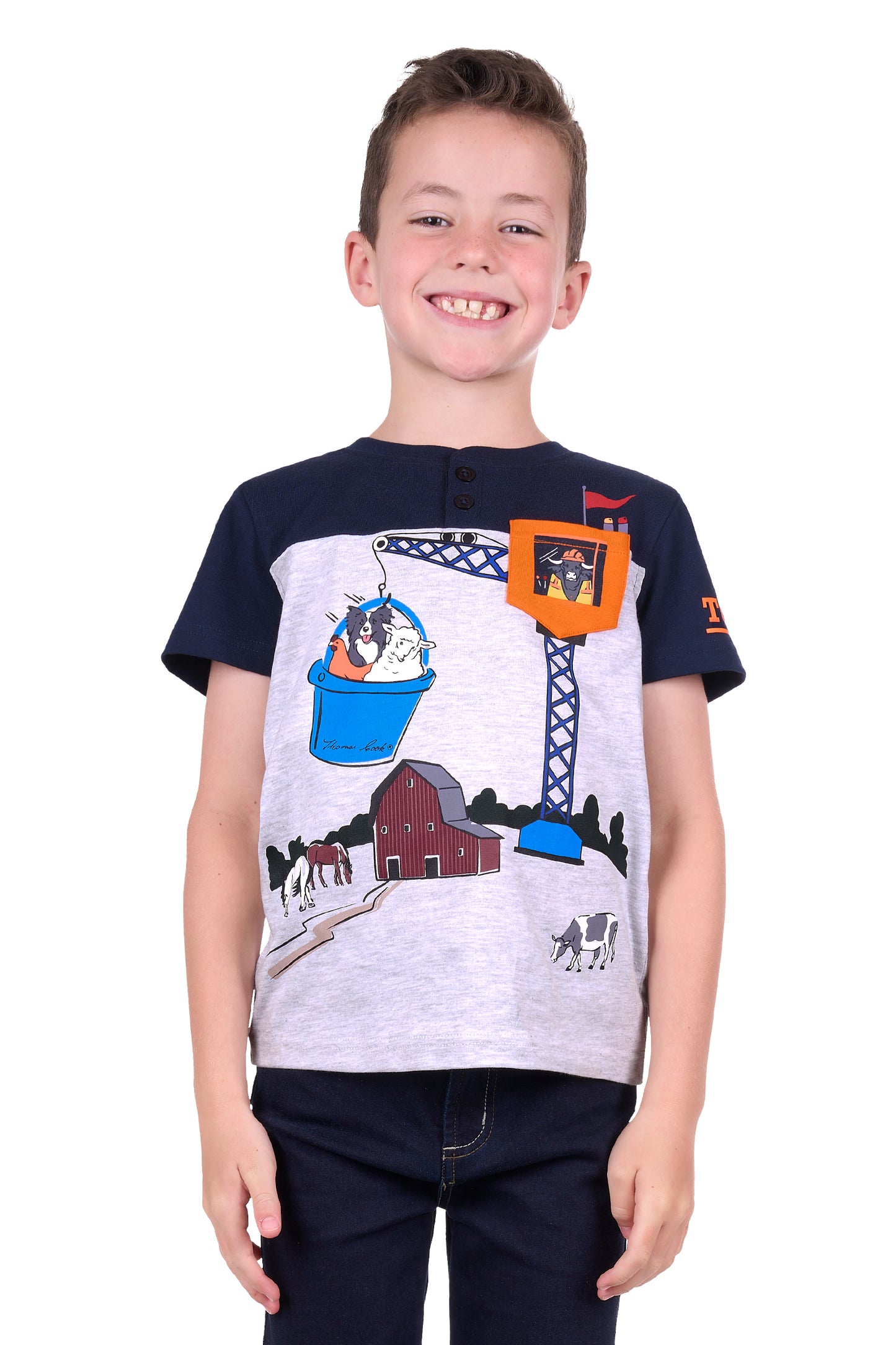 BOYS RILEY 1PKT HENLEY SS TEE