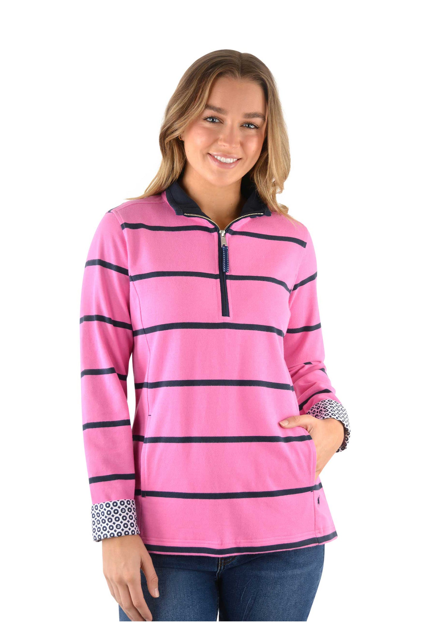 CLERMONT STRIPE QTR ZIP RUGBY