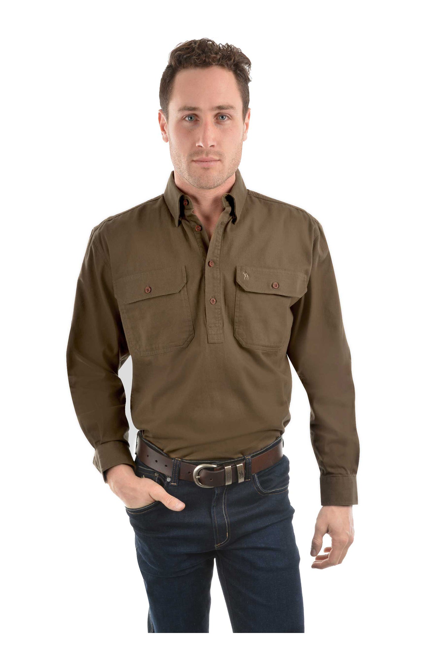 HEAVY DRILL H/PLKT LS SHIRT