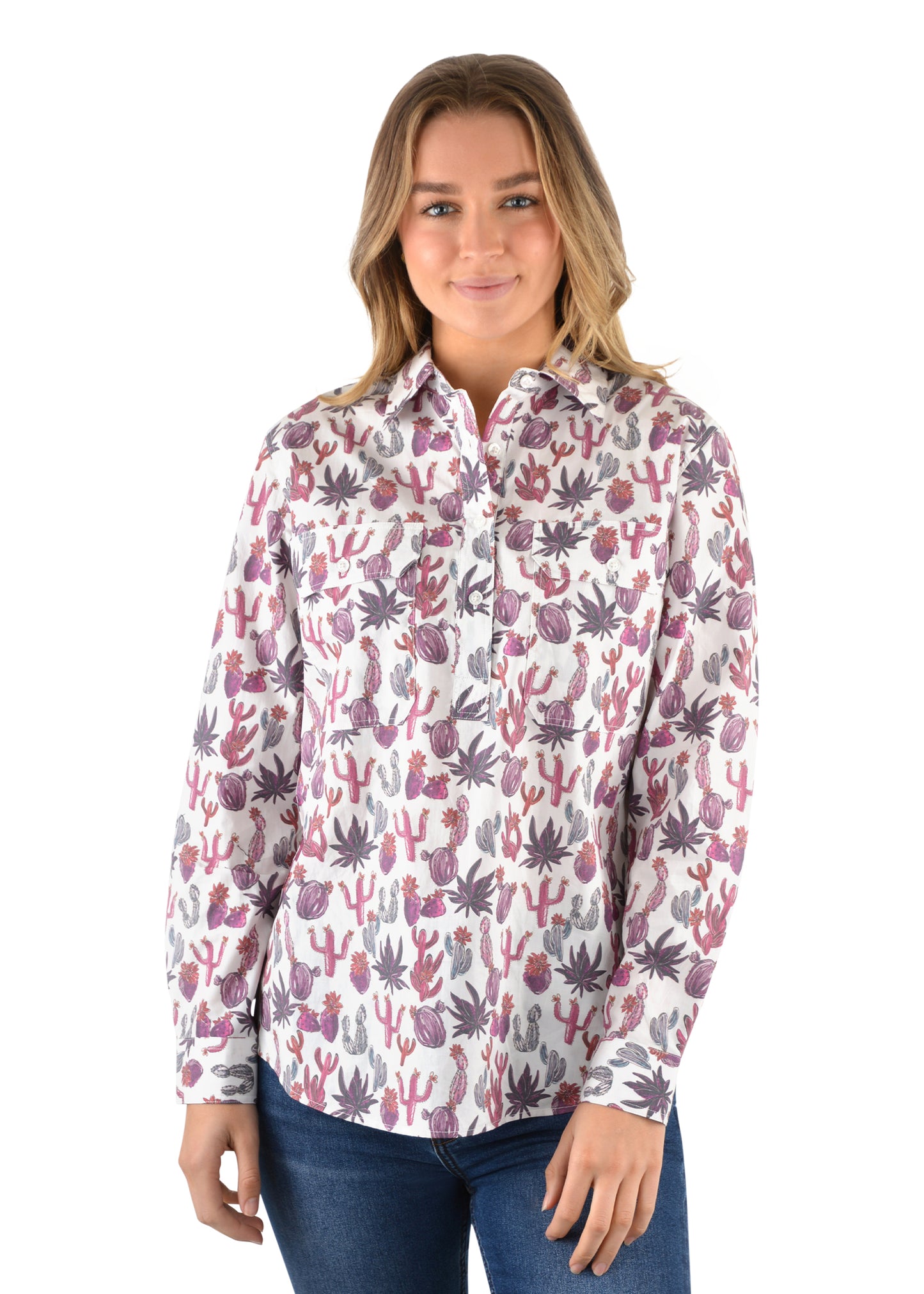 CLARE HALF PLKT L/S SHIRT