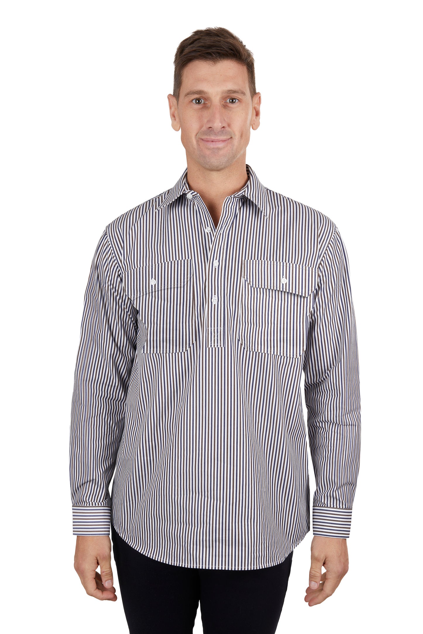 MENS CANE 1/2 PLKT LS SHIRT