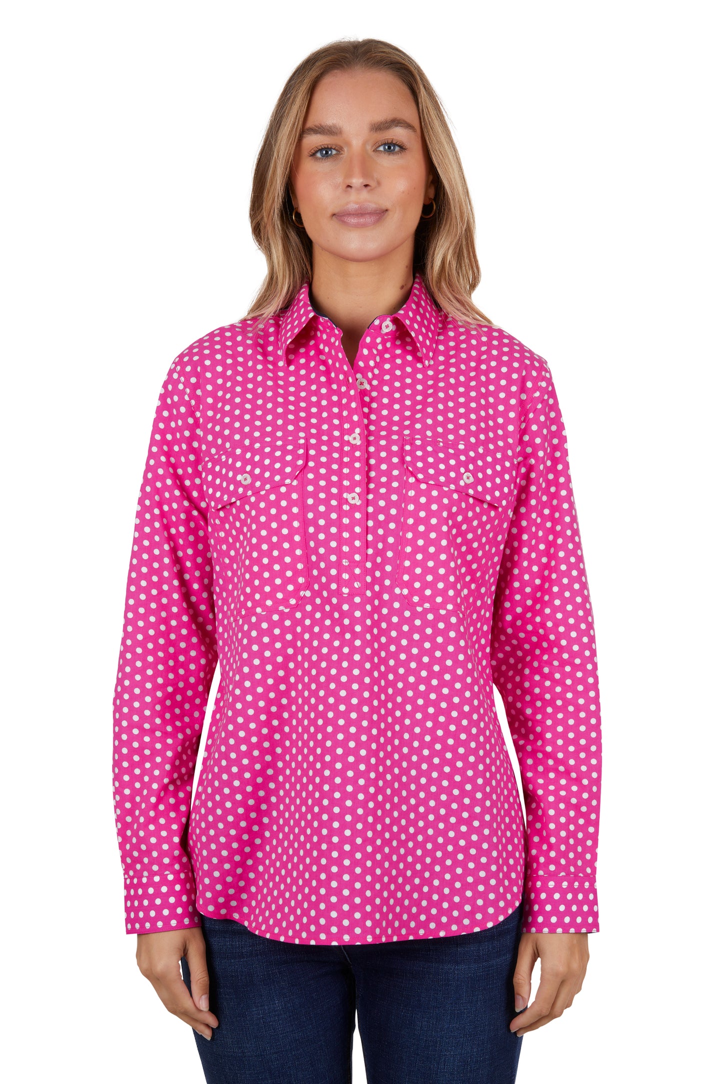 WMNS KELLY 1/2 PLKT LS SHIRT