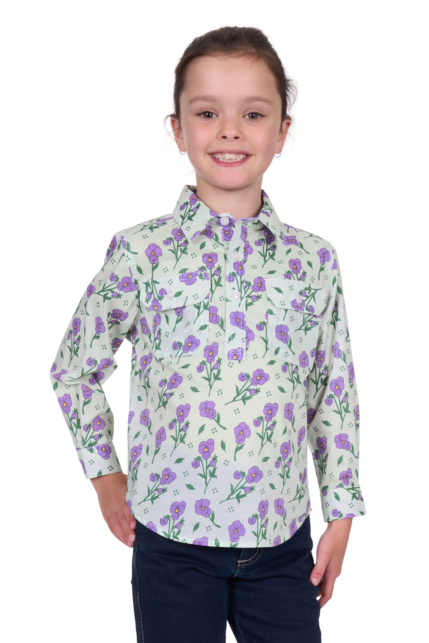 KIDS LYNN 1/2 PLKT LS SHIRT