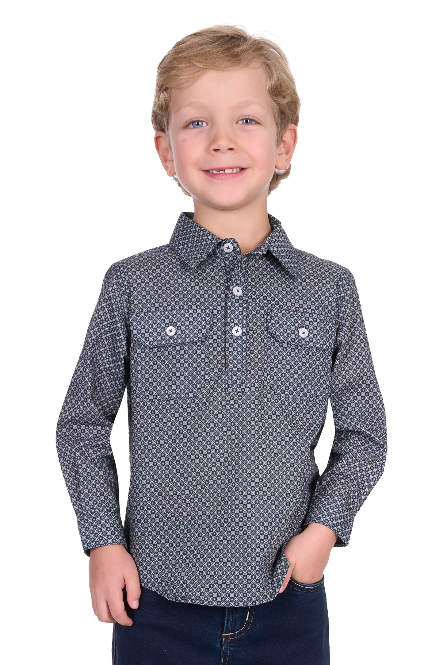 KIDS TOMSON 1/2 PLKT LS SHIRT