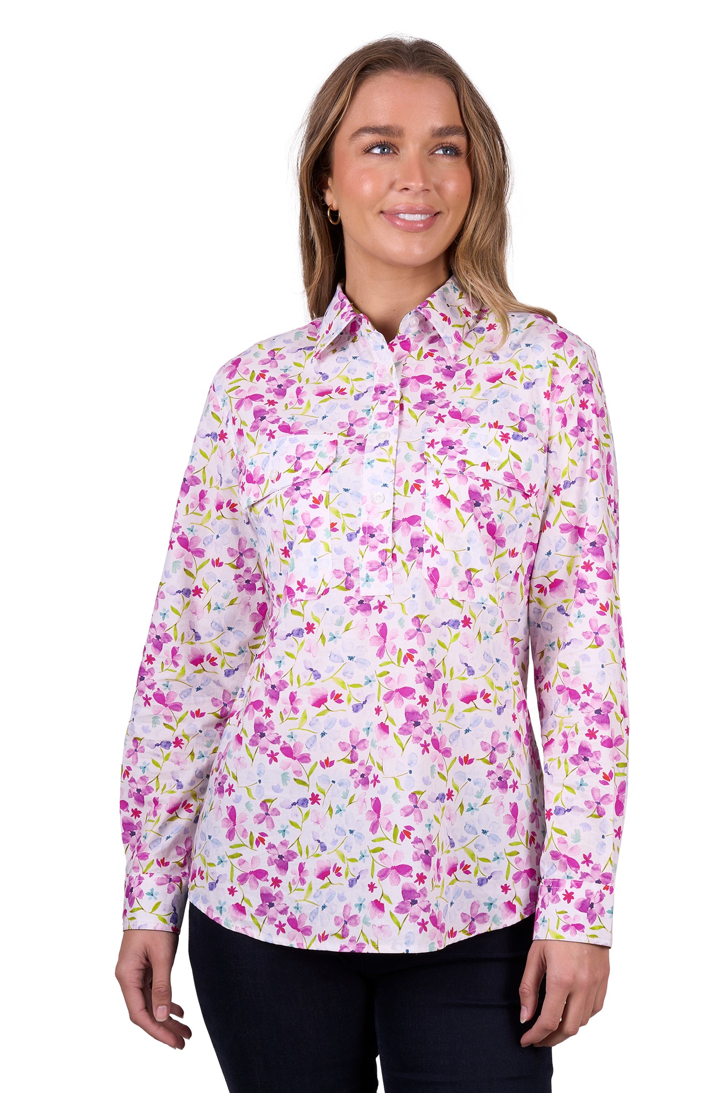 WMNS EVAE 1/2 PLKT LS SHIRT