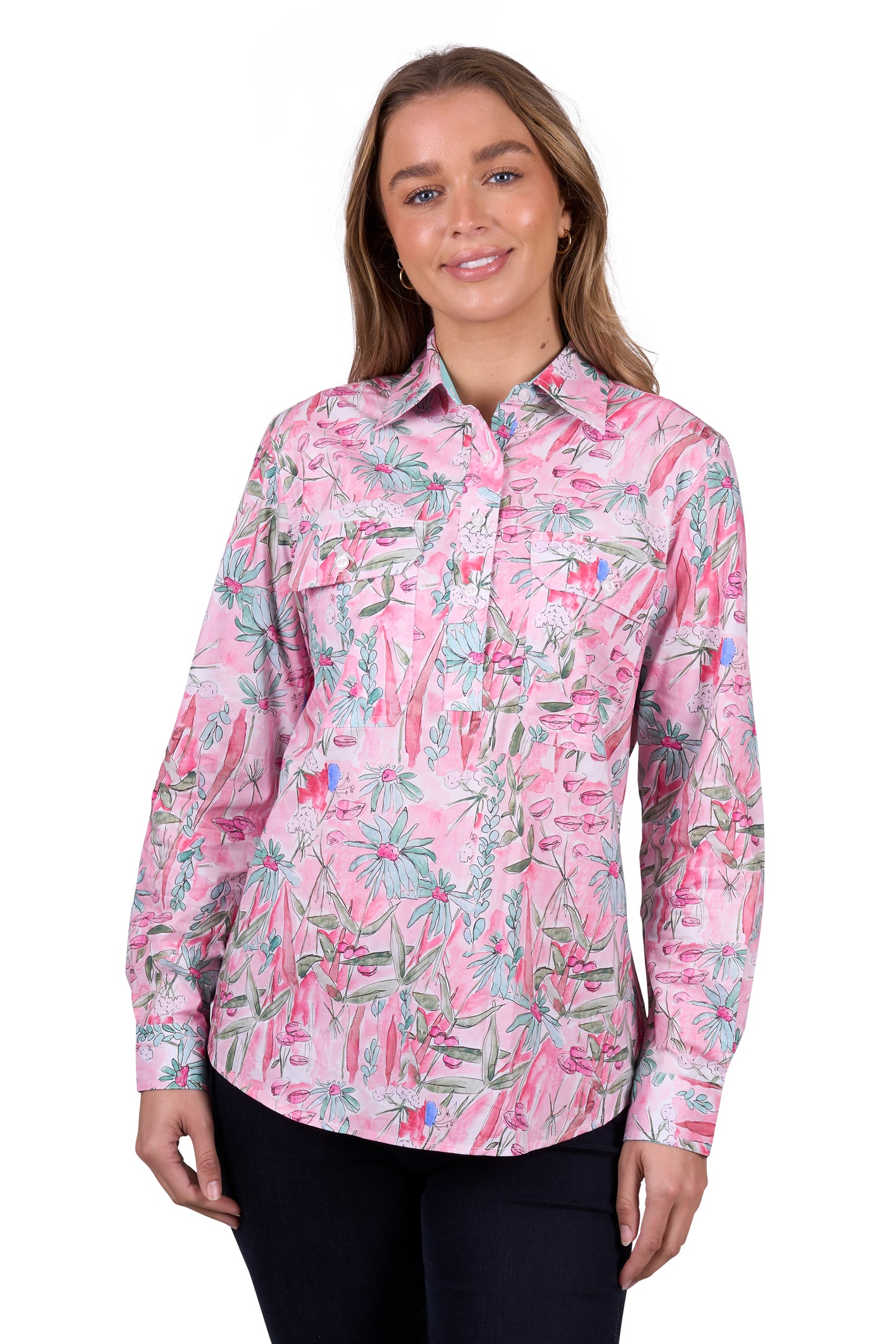 WMNS MILL 1/2 PLKT LS SHIRT