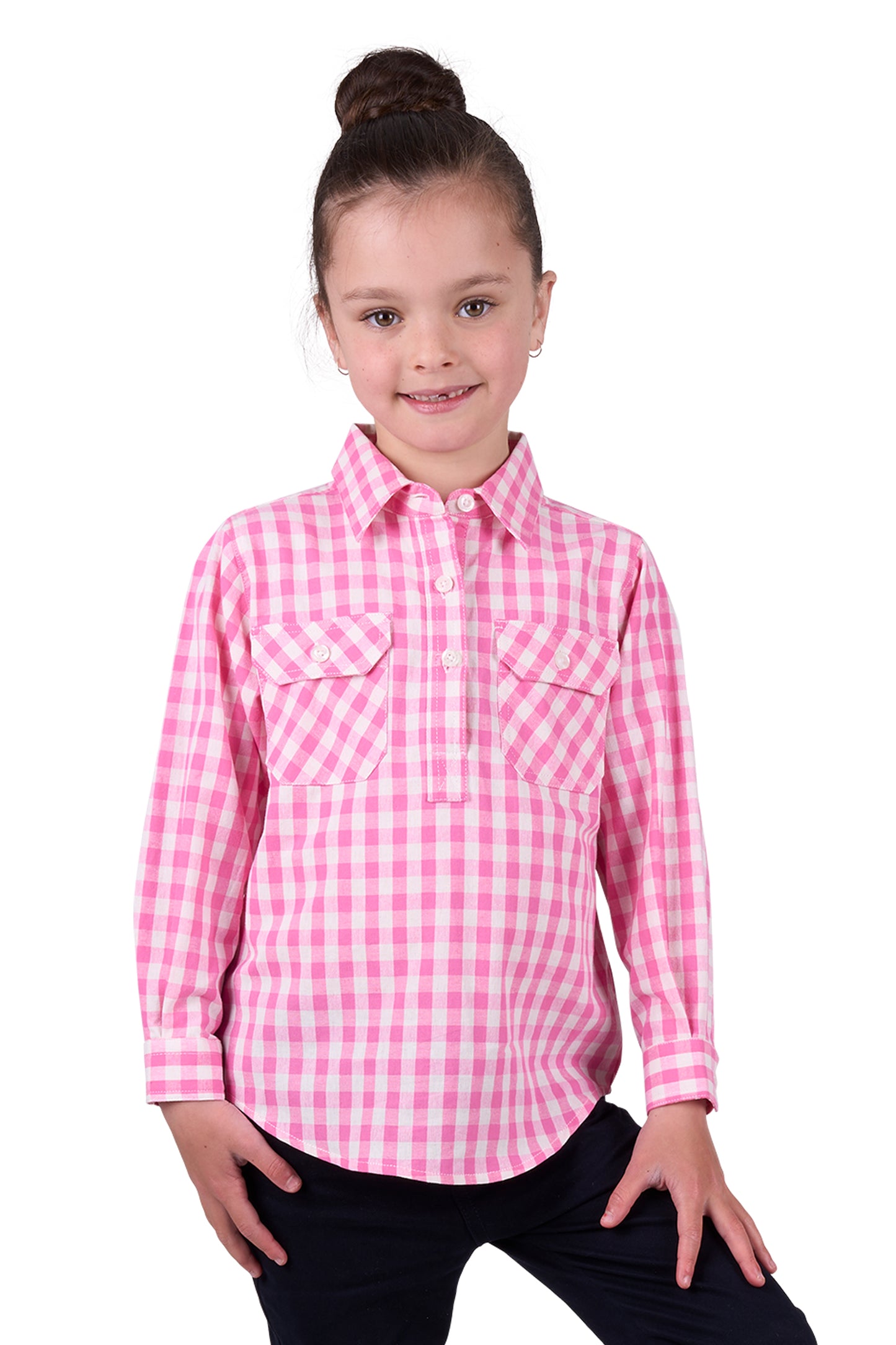 KIDS MELLY 1/2 PLKT LS SHIRT