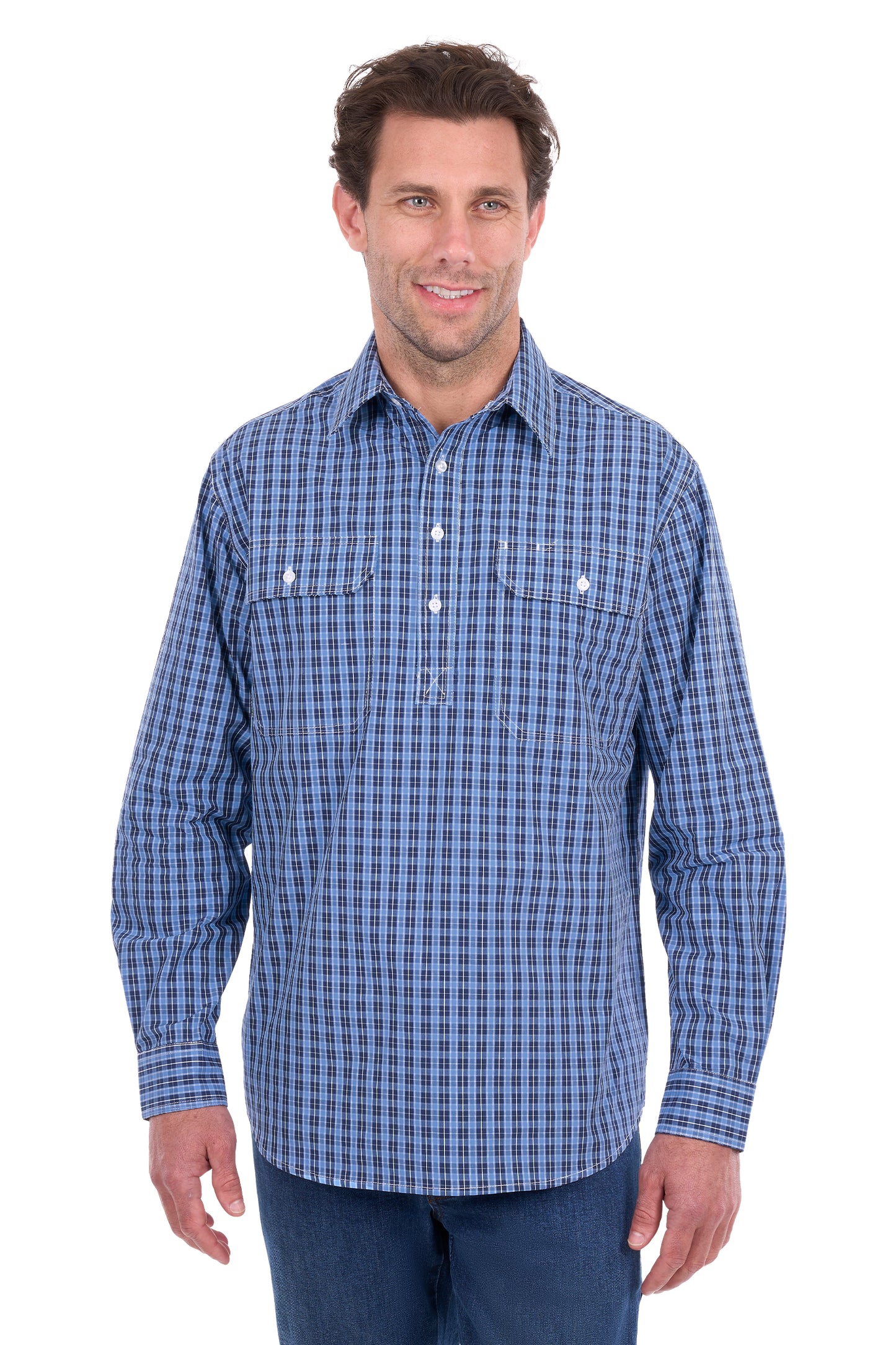 MENS WYATT 1/2 PLKT LS SHIRT