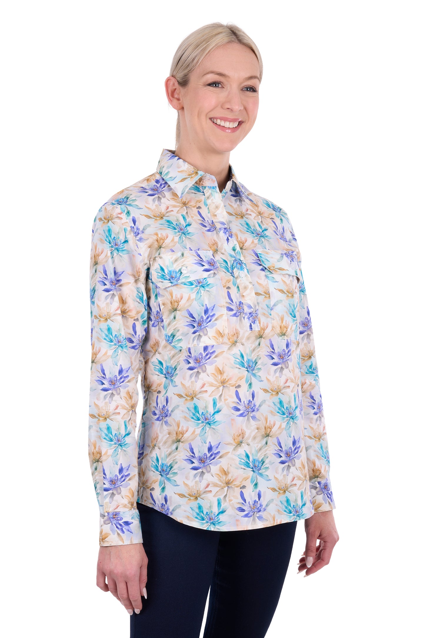 WMNS MEADOW 1/2 PLKT LS SHIRT