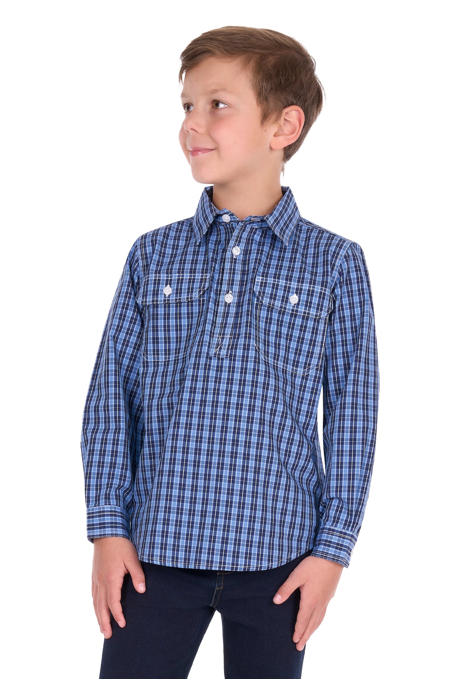KIDS WYATT 1/2 PLKT LS SHIRT