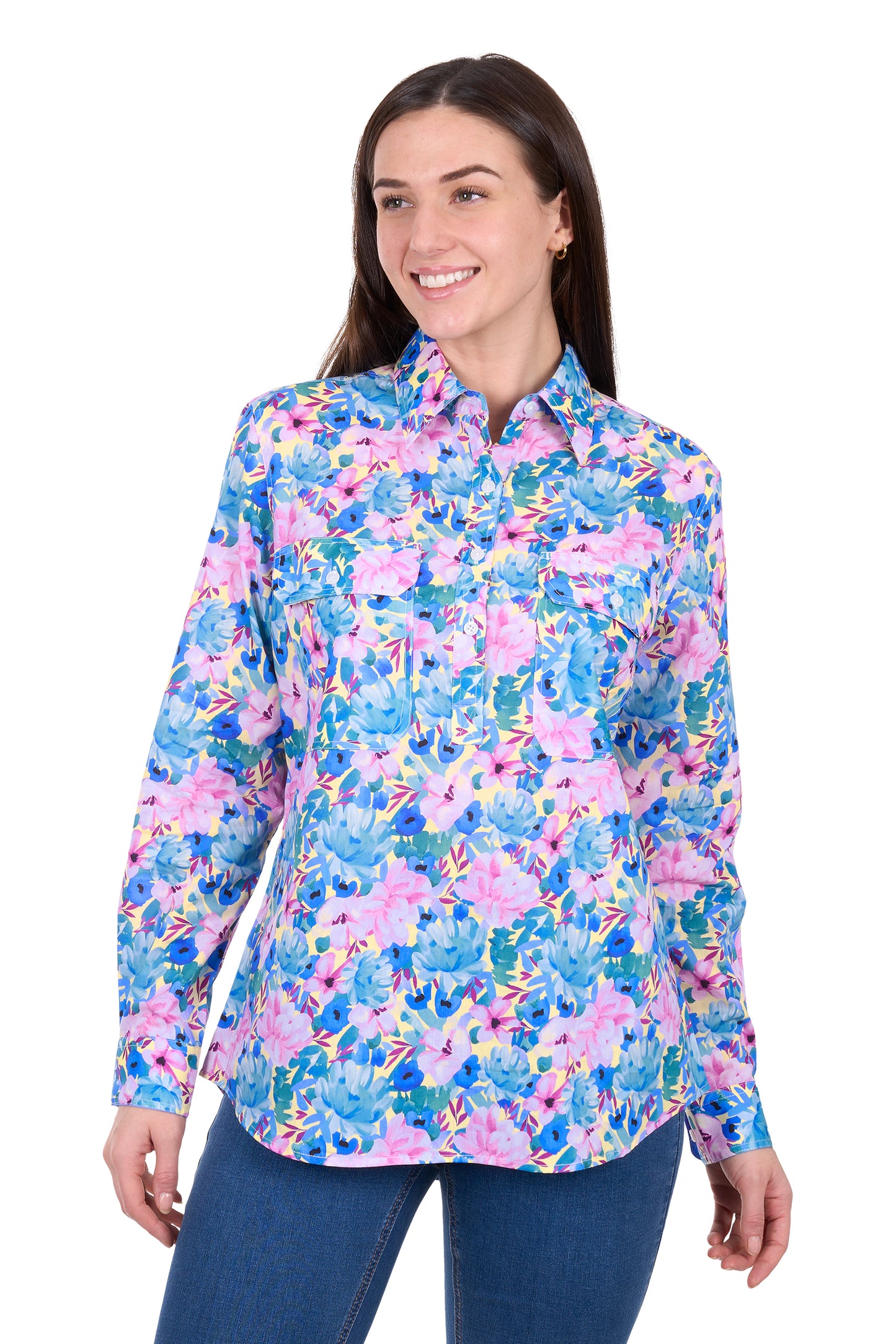WMNS TRIXIE 1/2 PLKT LS SHIRT
