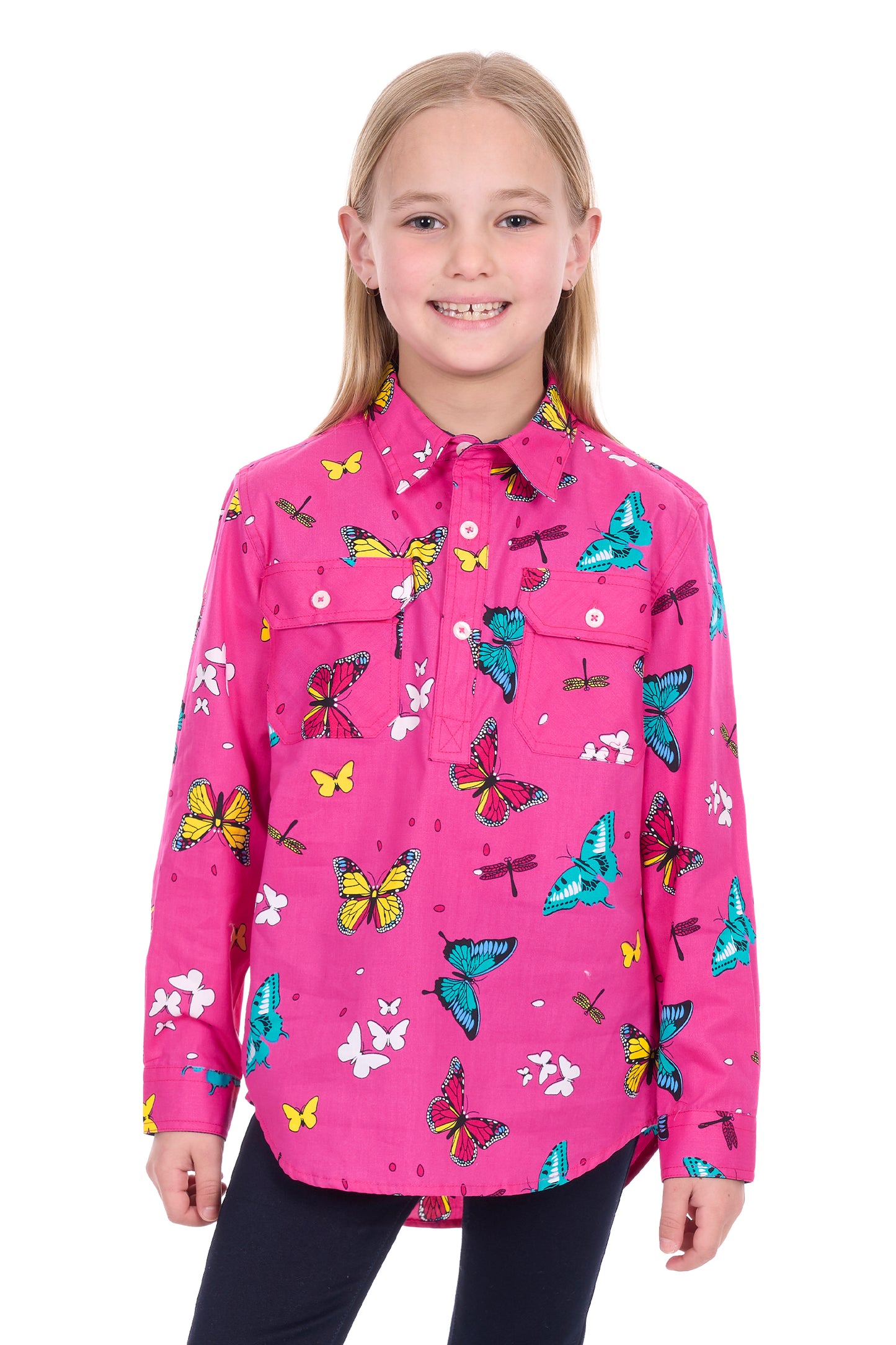 KIDS GISELLE 1/2 PLKT LS SHIRT