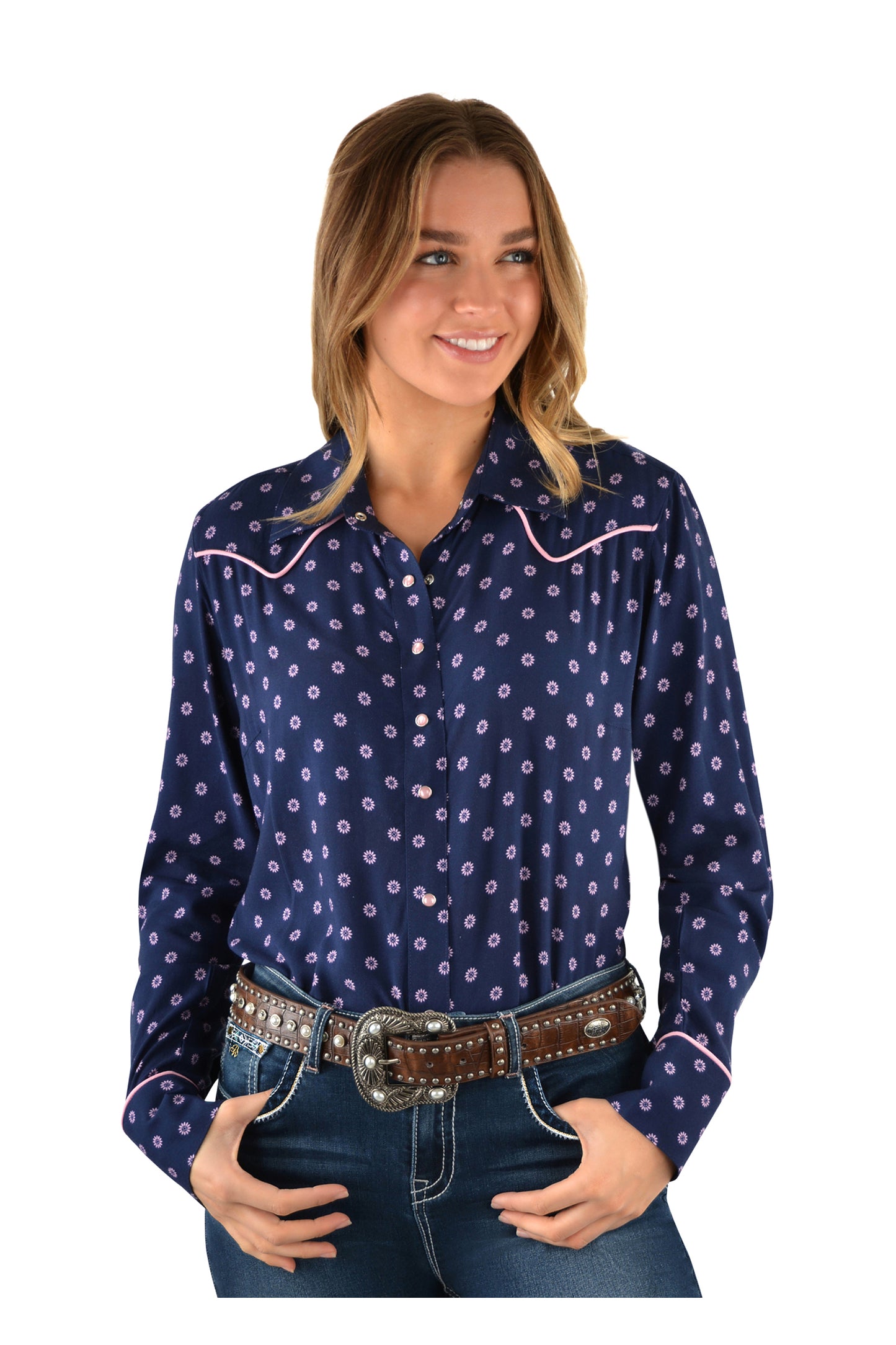 LORRINDA PRINT WEST. L/S SHIRT