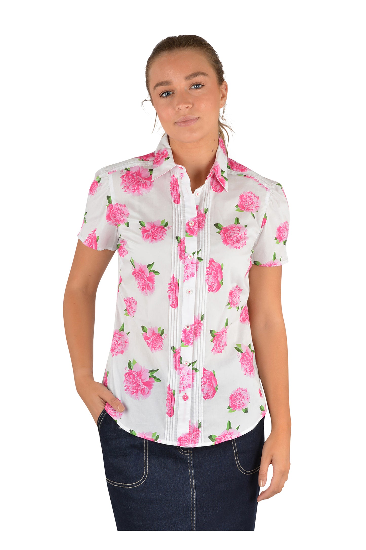 ANNIE PIN TUCK S/S SHIRT